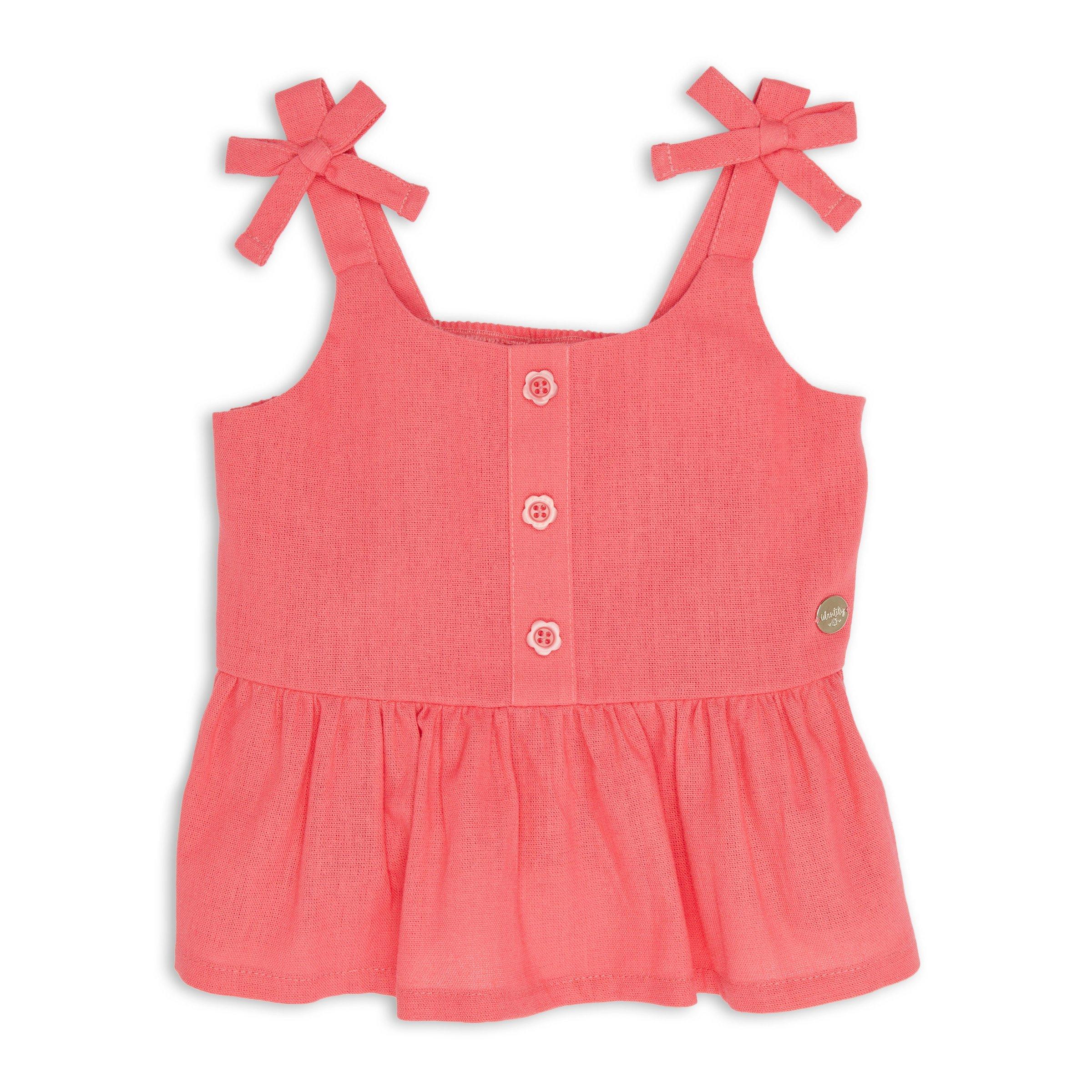 baby pink Cotton Peplum Top
