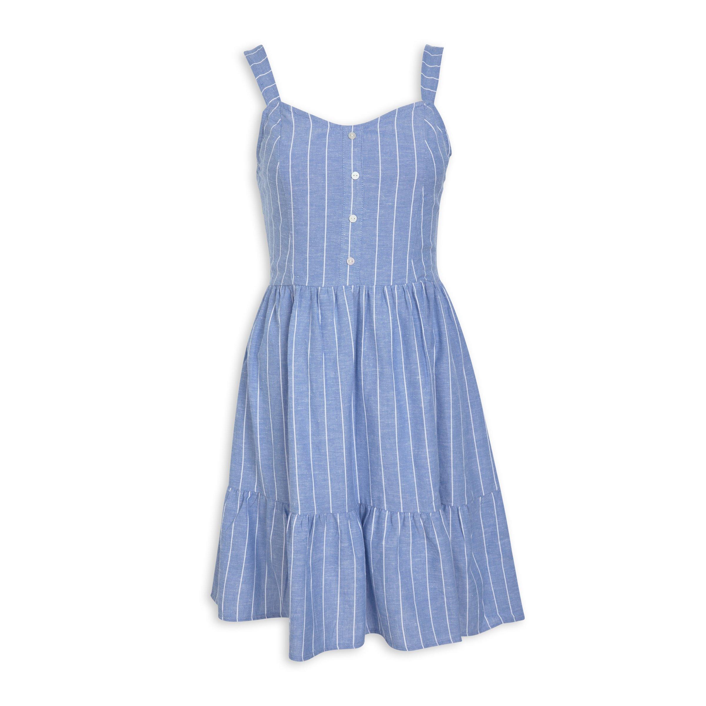 Southern Ireland Dress - Blue, White Stripe