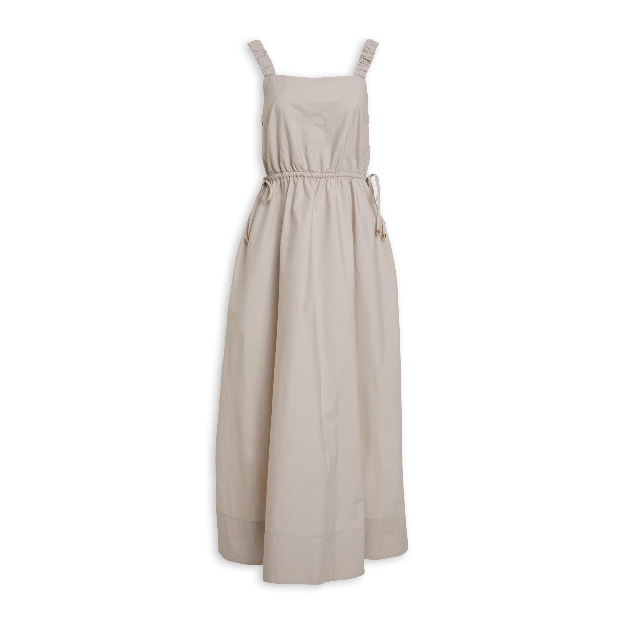 Beige Deep Backline Draped Dress 17273 main image 1