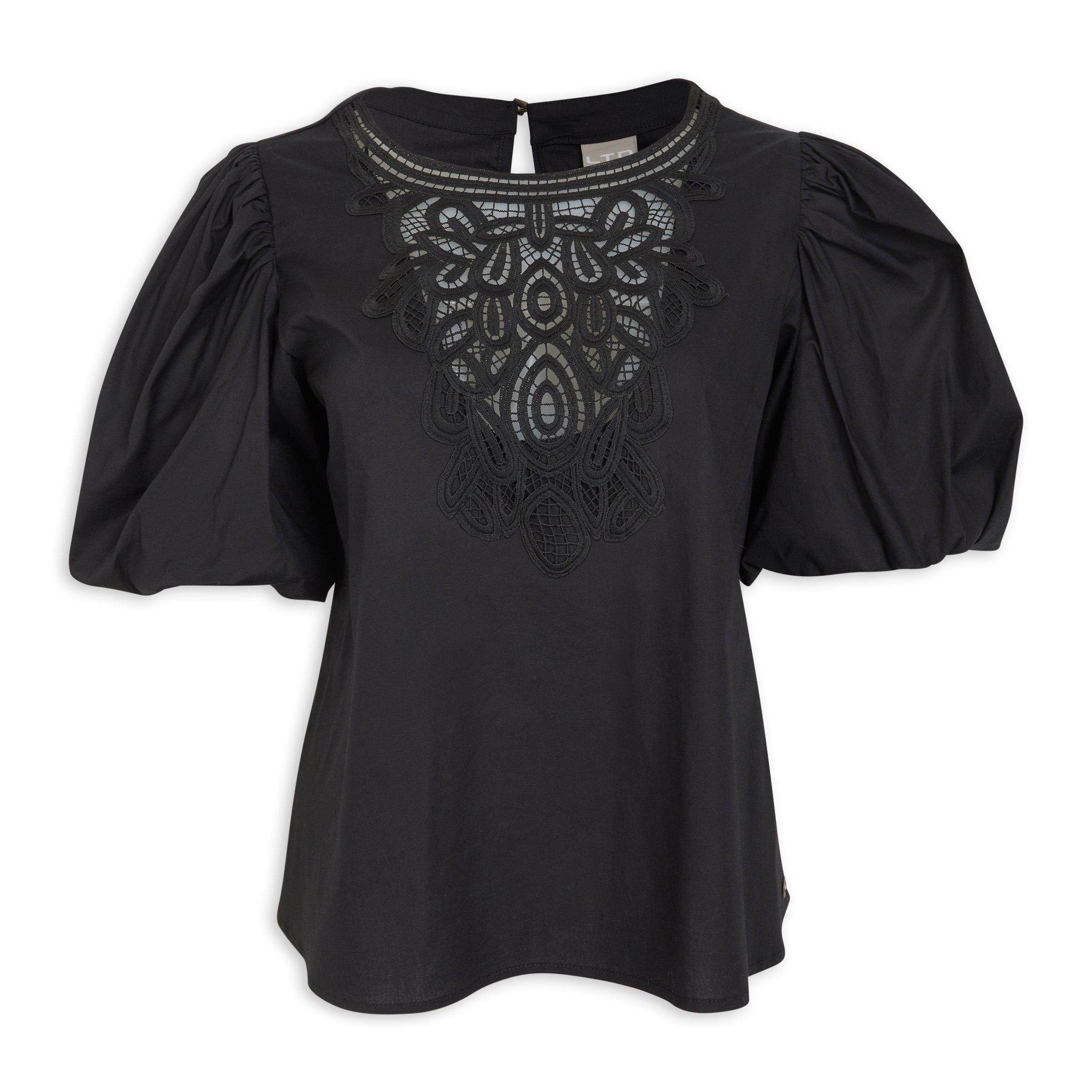 Black Puff Sleeve Top (3182652) | LTD Woman