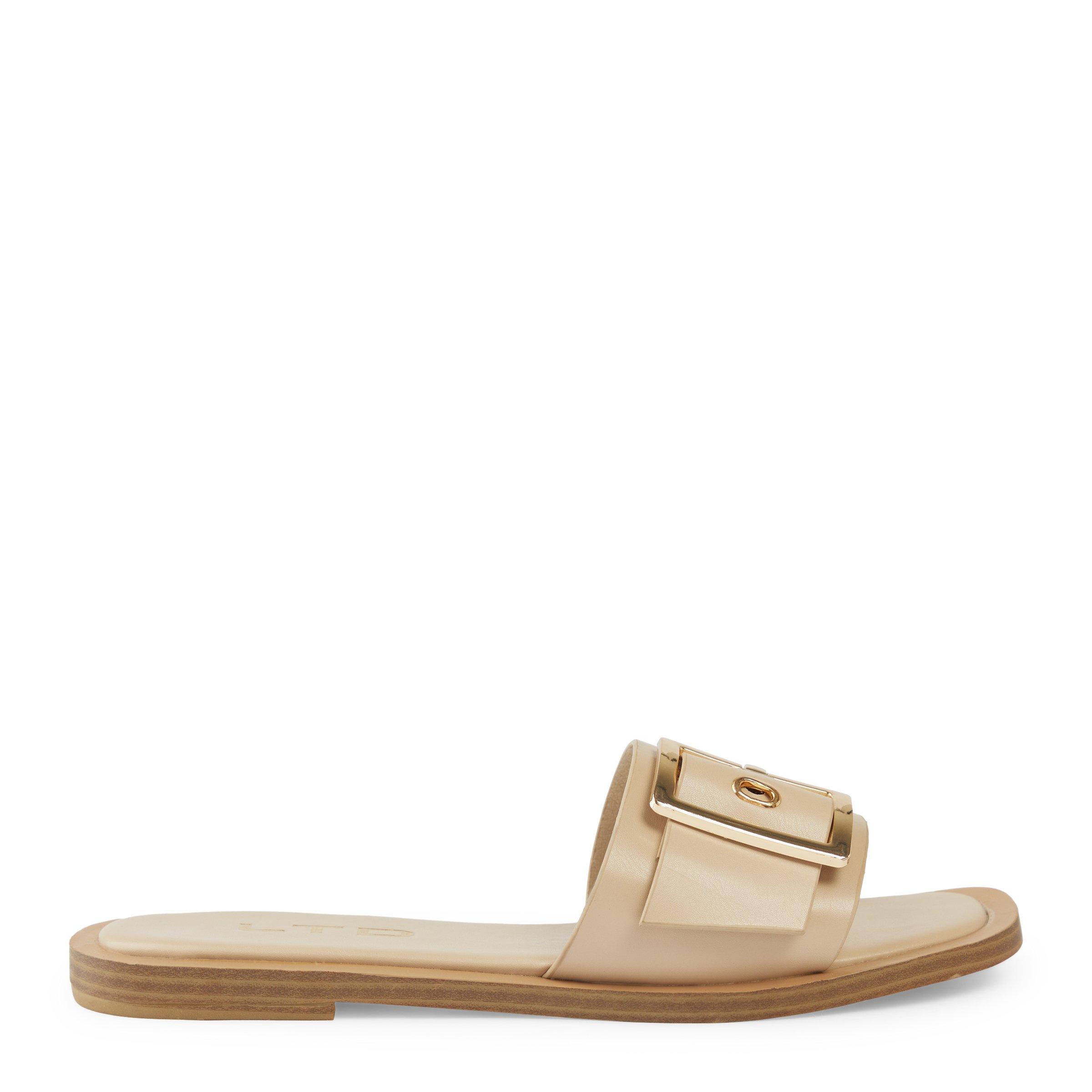 mule sandal flower beige lambskin