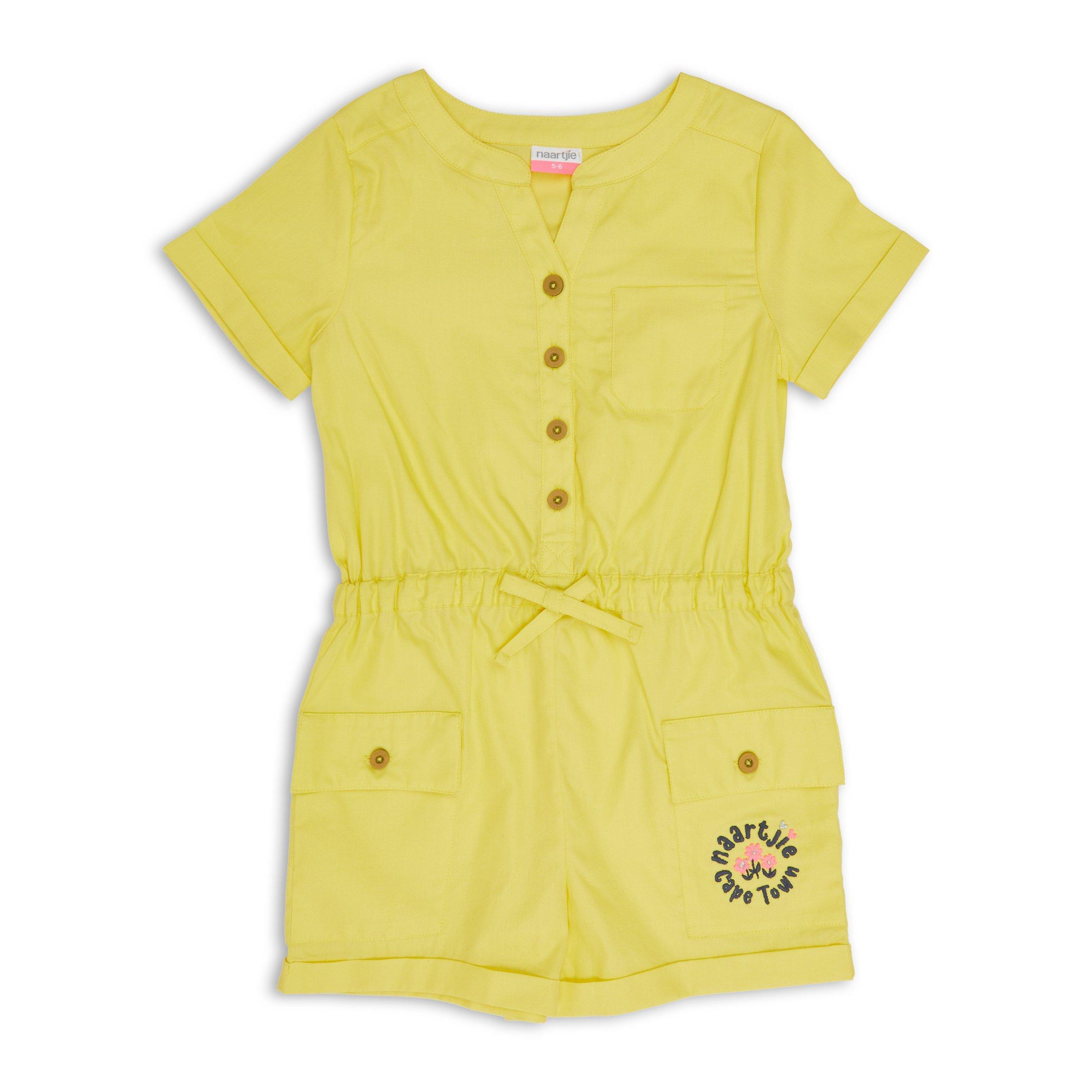 3-6M Light Yellow Dotted Romper - Naartjie