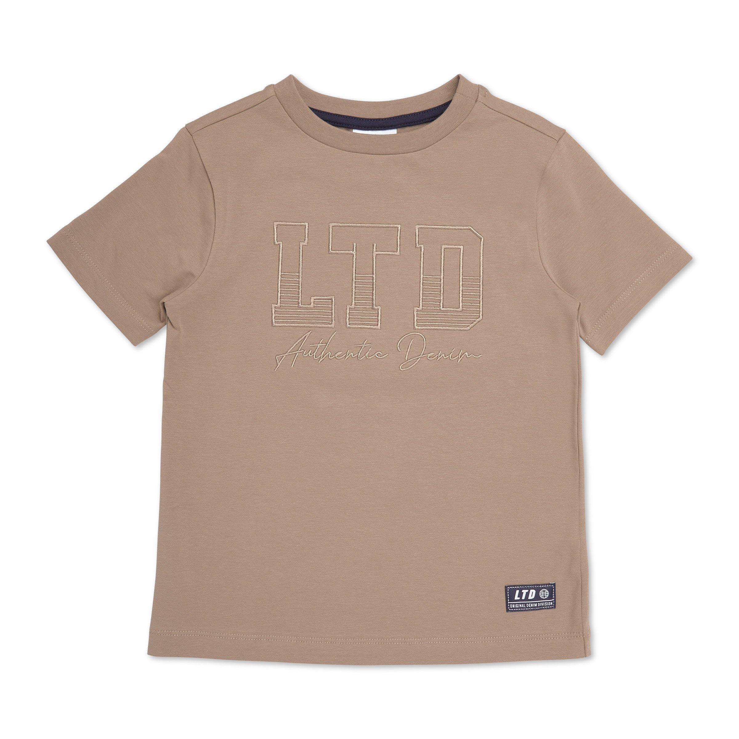 Boys Brown Printed Cotton T-shirt