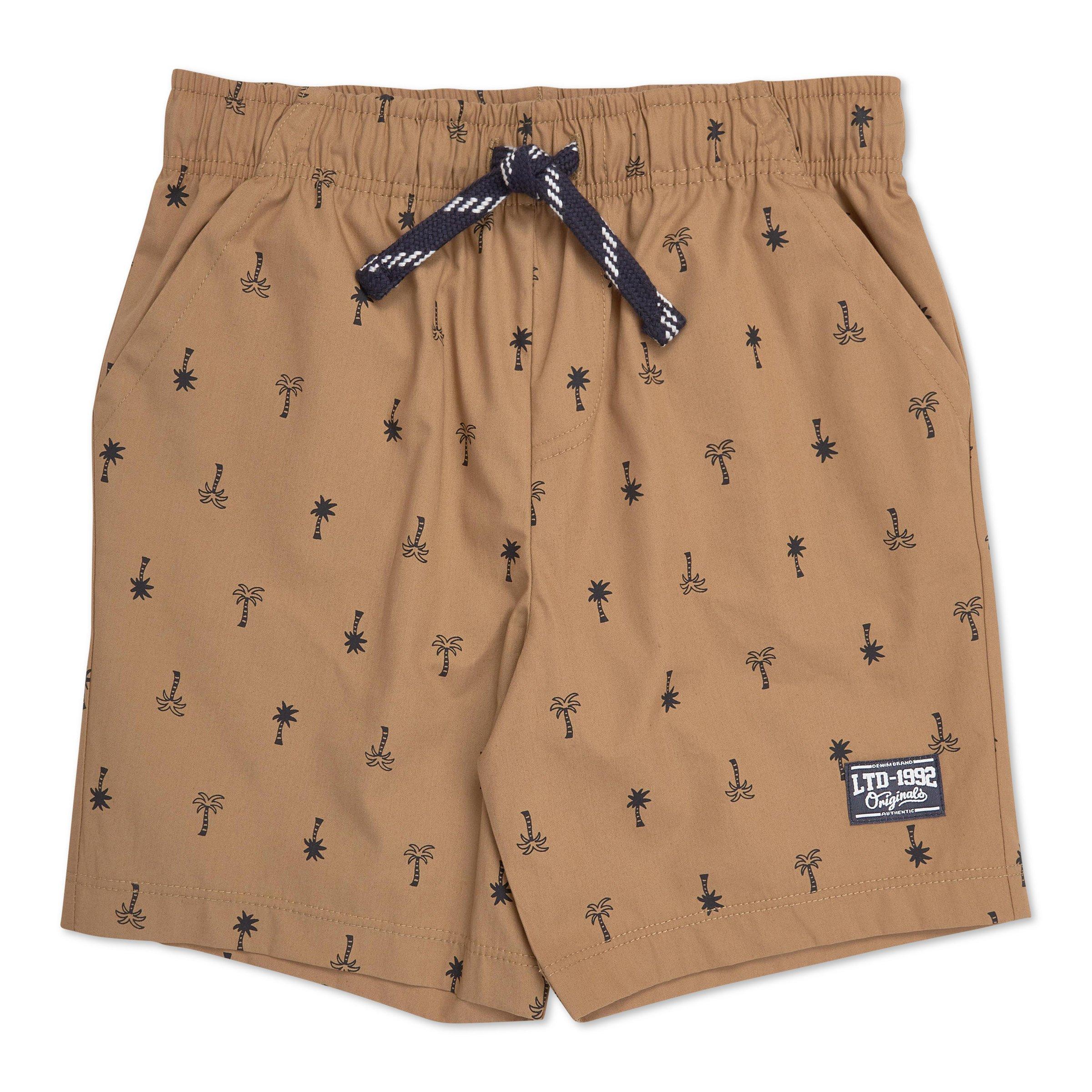 Babyhug Cotton Looper Knit Shorts Palm Tree Print - White