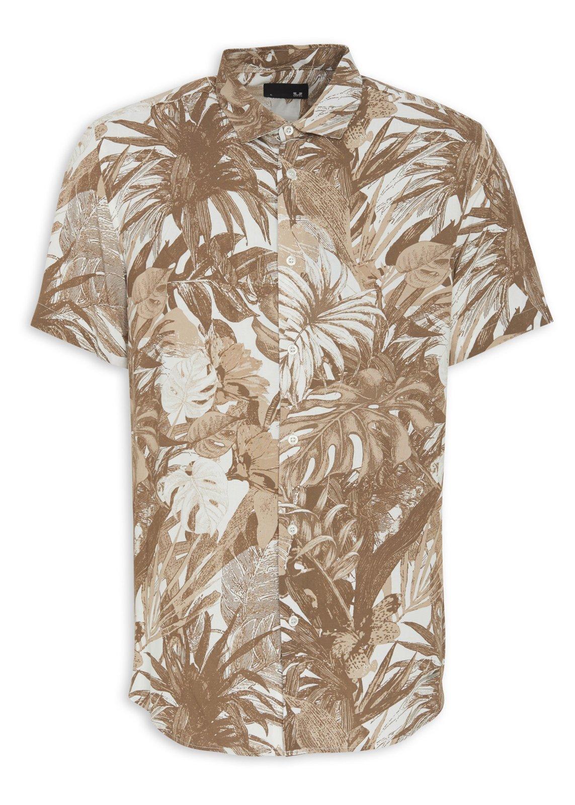 Beige Leaves All Over Jacquard T Shirt Beige main image 1