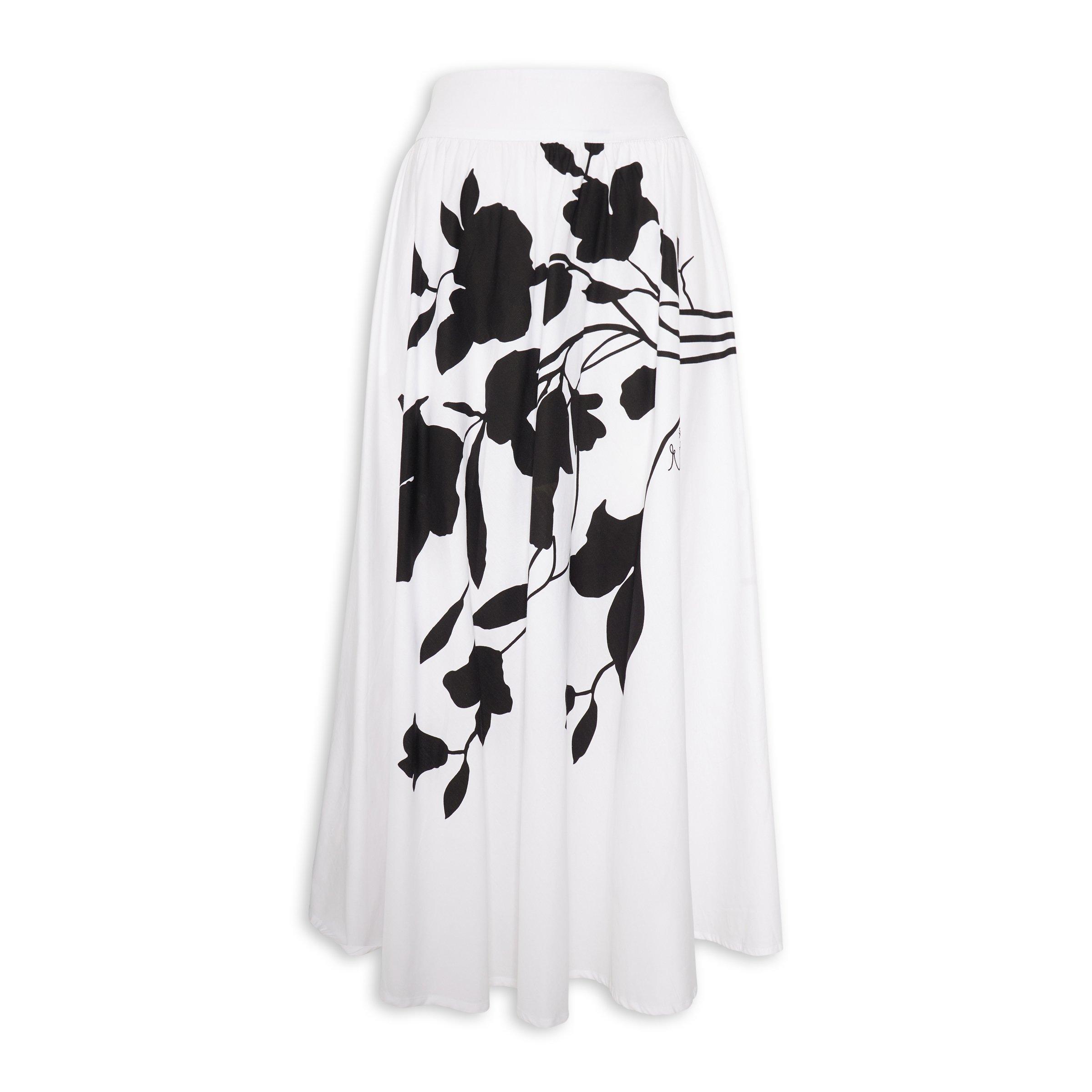Natural White Dot Print A Line Skirts main image 1