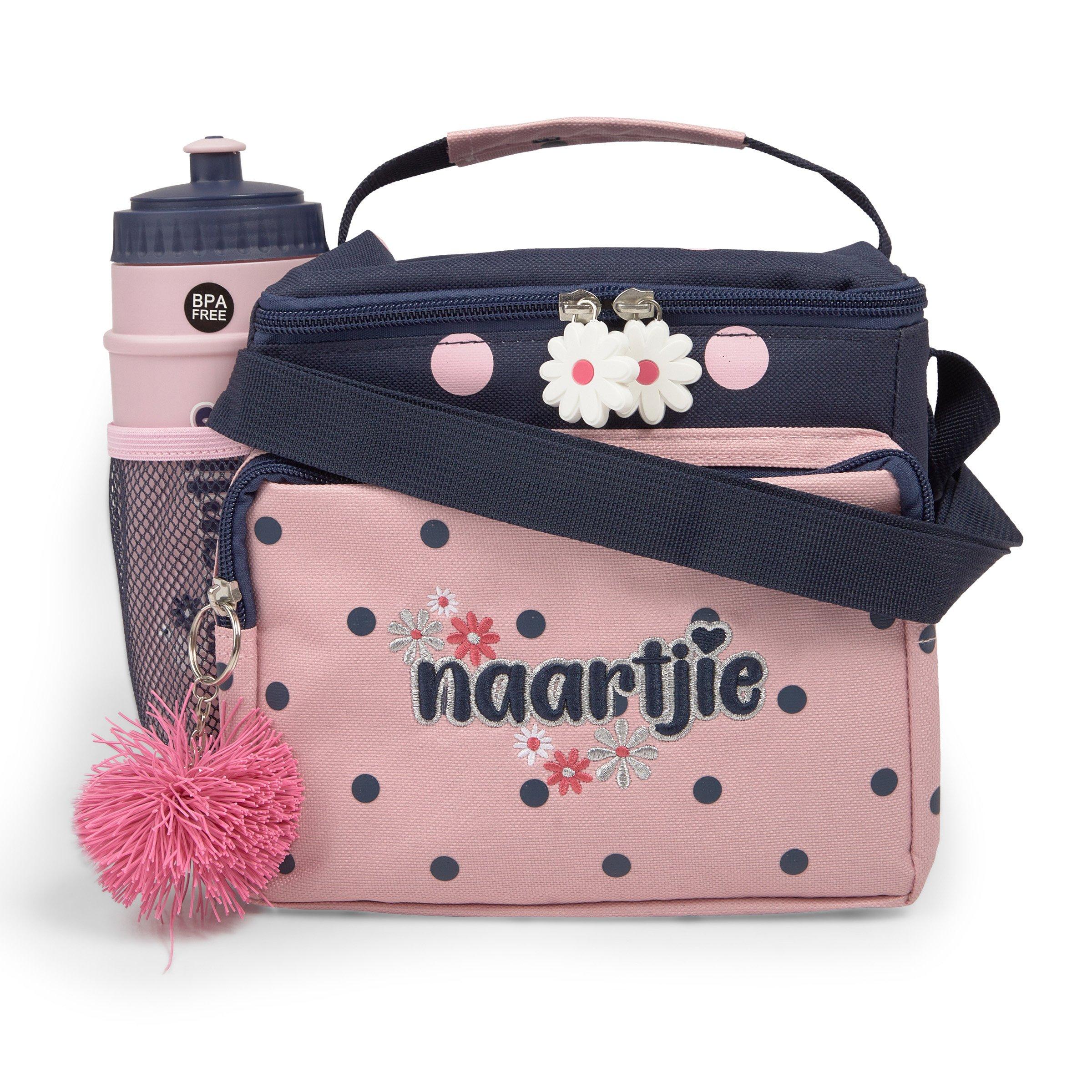 Girls Pink Spot Lunch Bag and Bottle Set