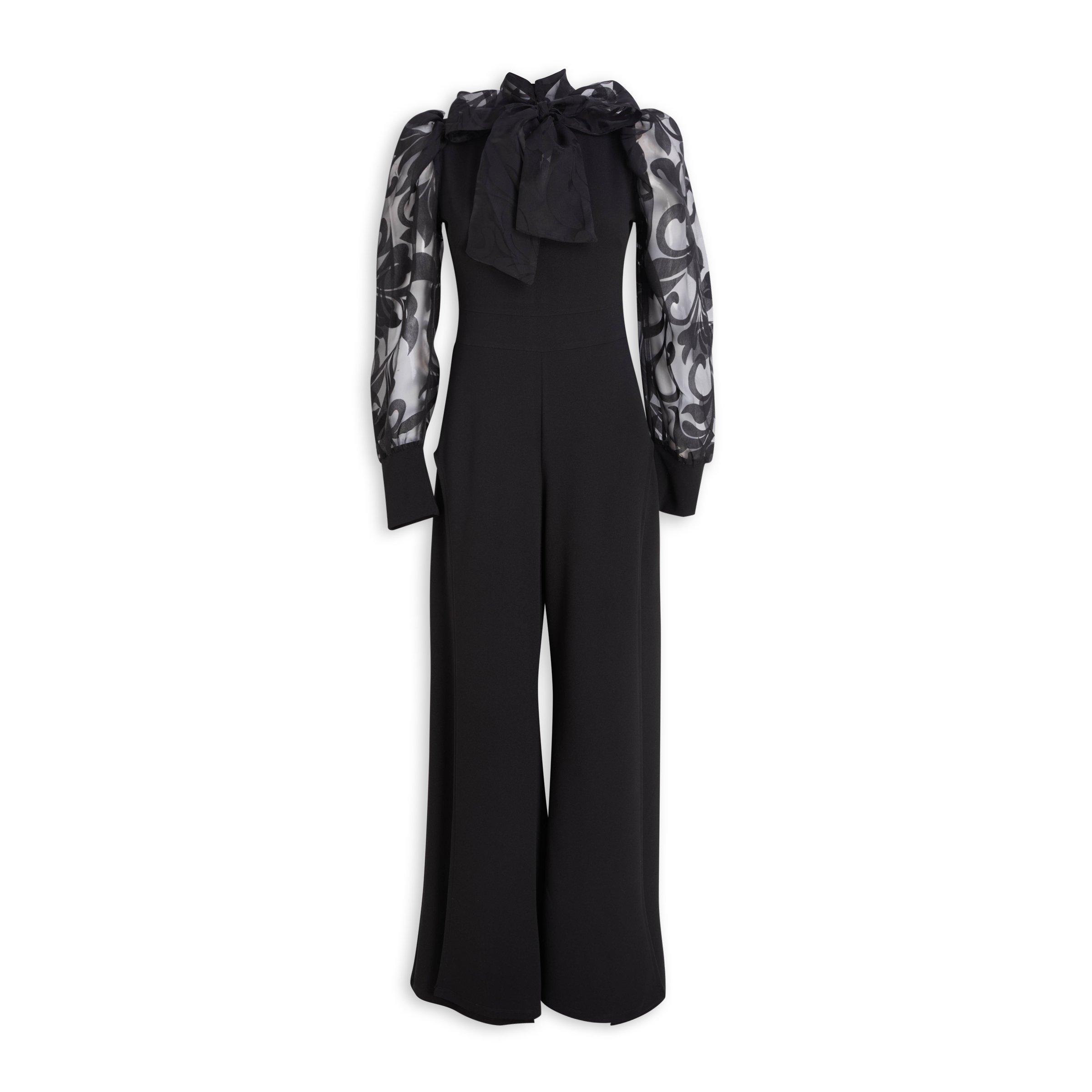 Impress Release Black Off-the-Shoulder Puff Sleeve Jumpsuit