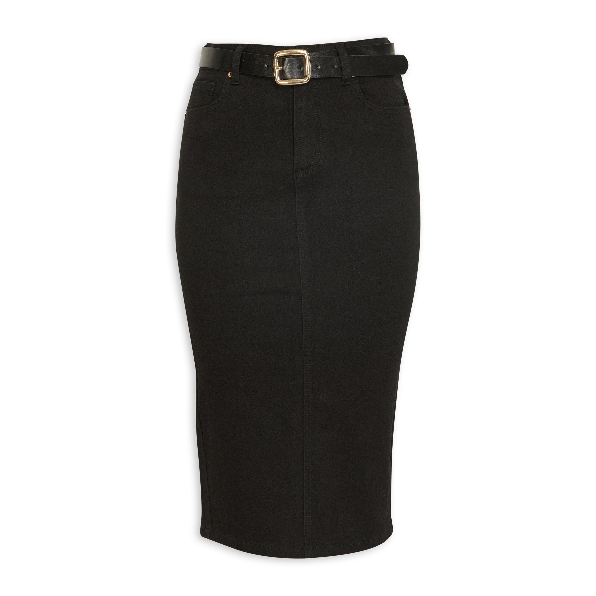 Black Belted Denim Skirt (3185223) | Identity