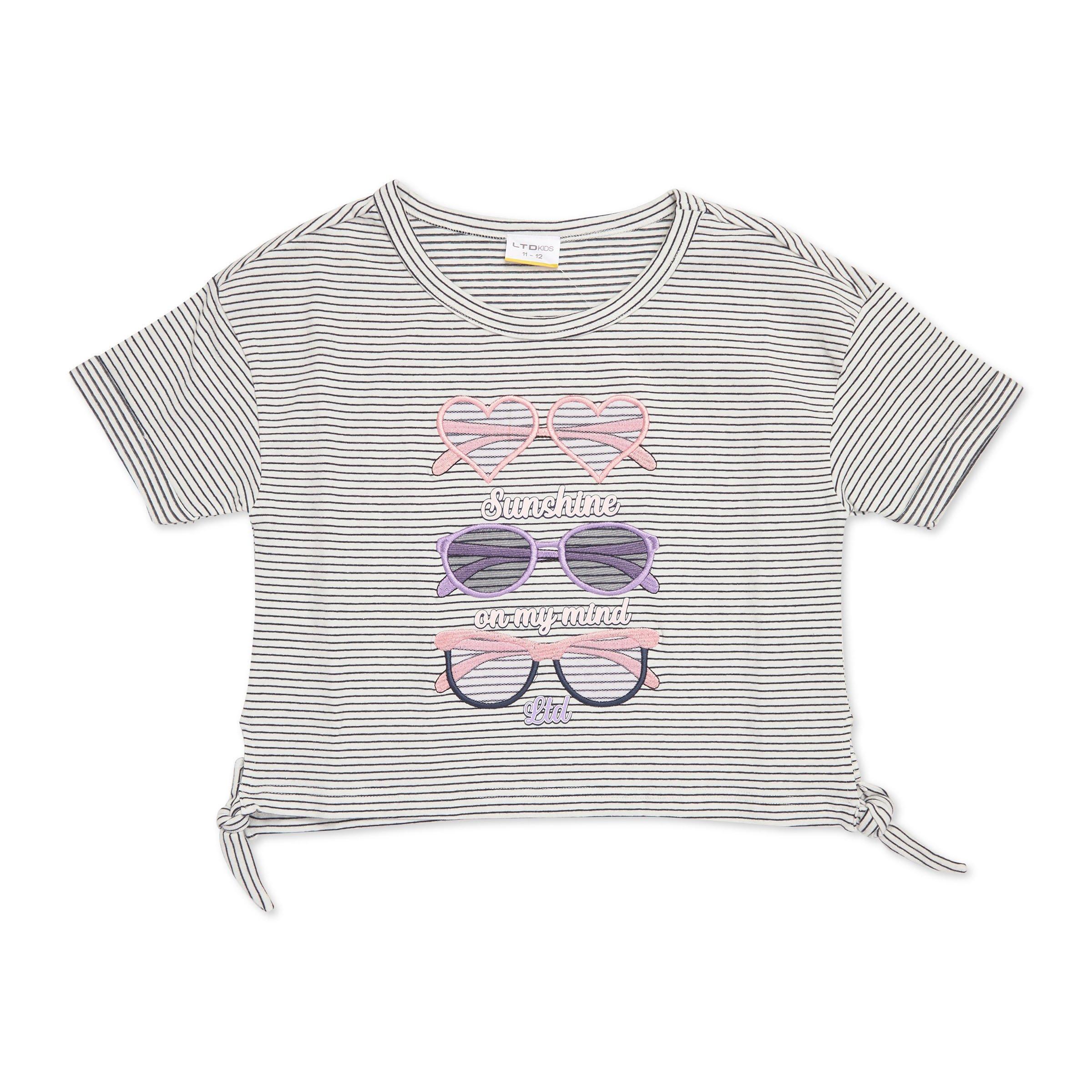 Girls White Graphic Printed T-shirt main image 0