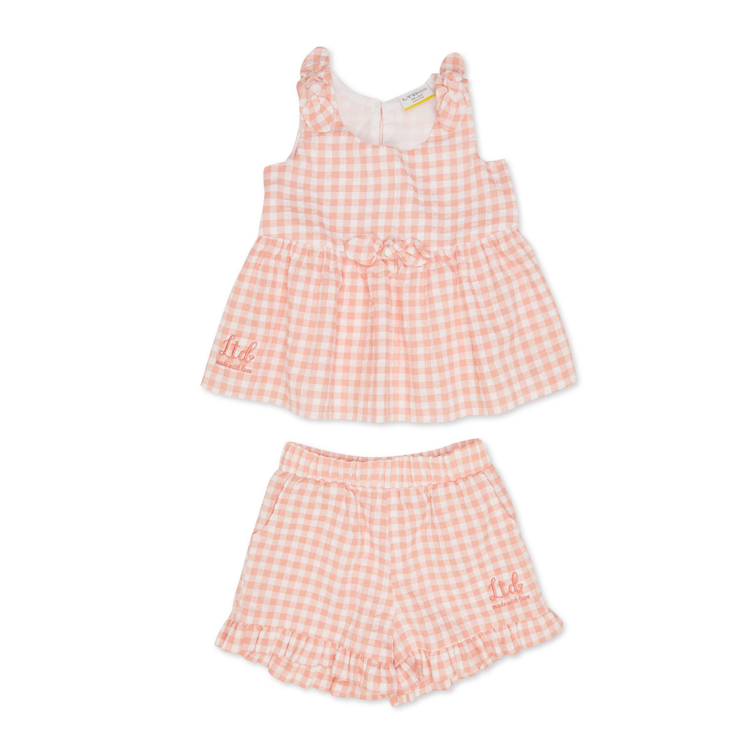 Babyhug Single Jersey Knit Sleeveless Top & Shorts Co-Ord Set With Floral Print - Pink main image 1