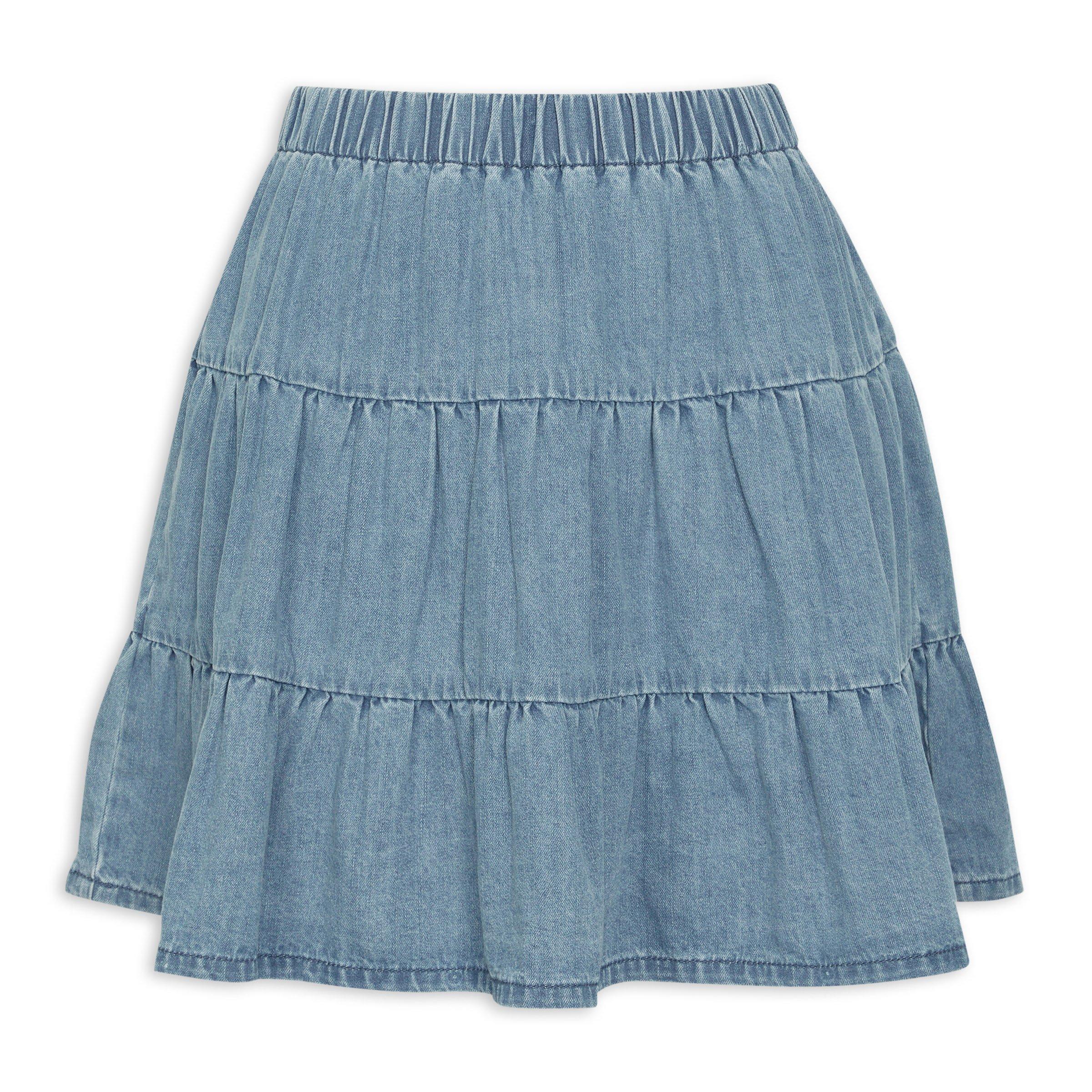 Blue Denim Tiered Skirt (3185736) | Identity