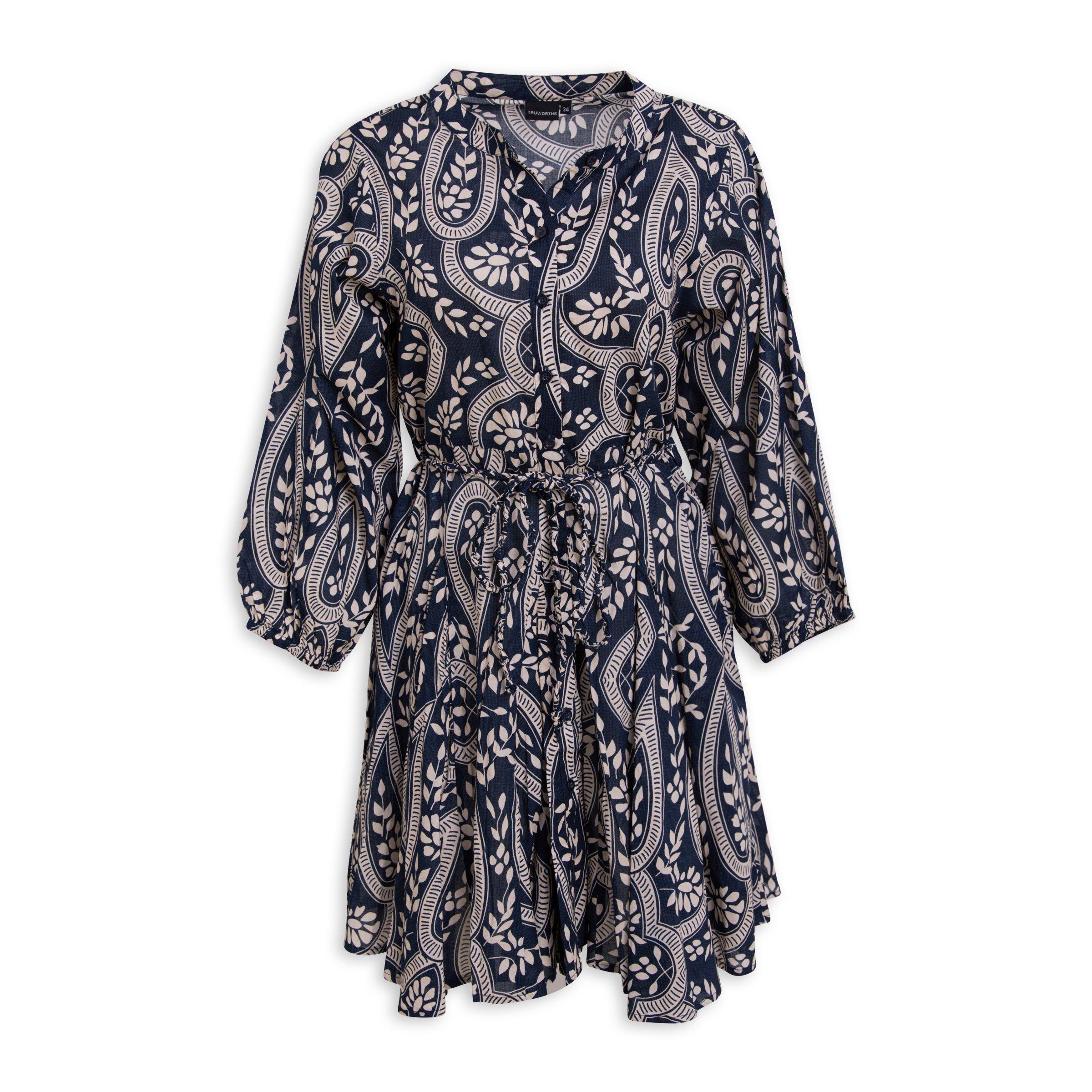 Navy Paisley Print Dress 3186147 Truworths