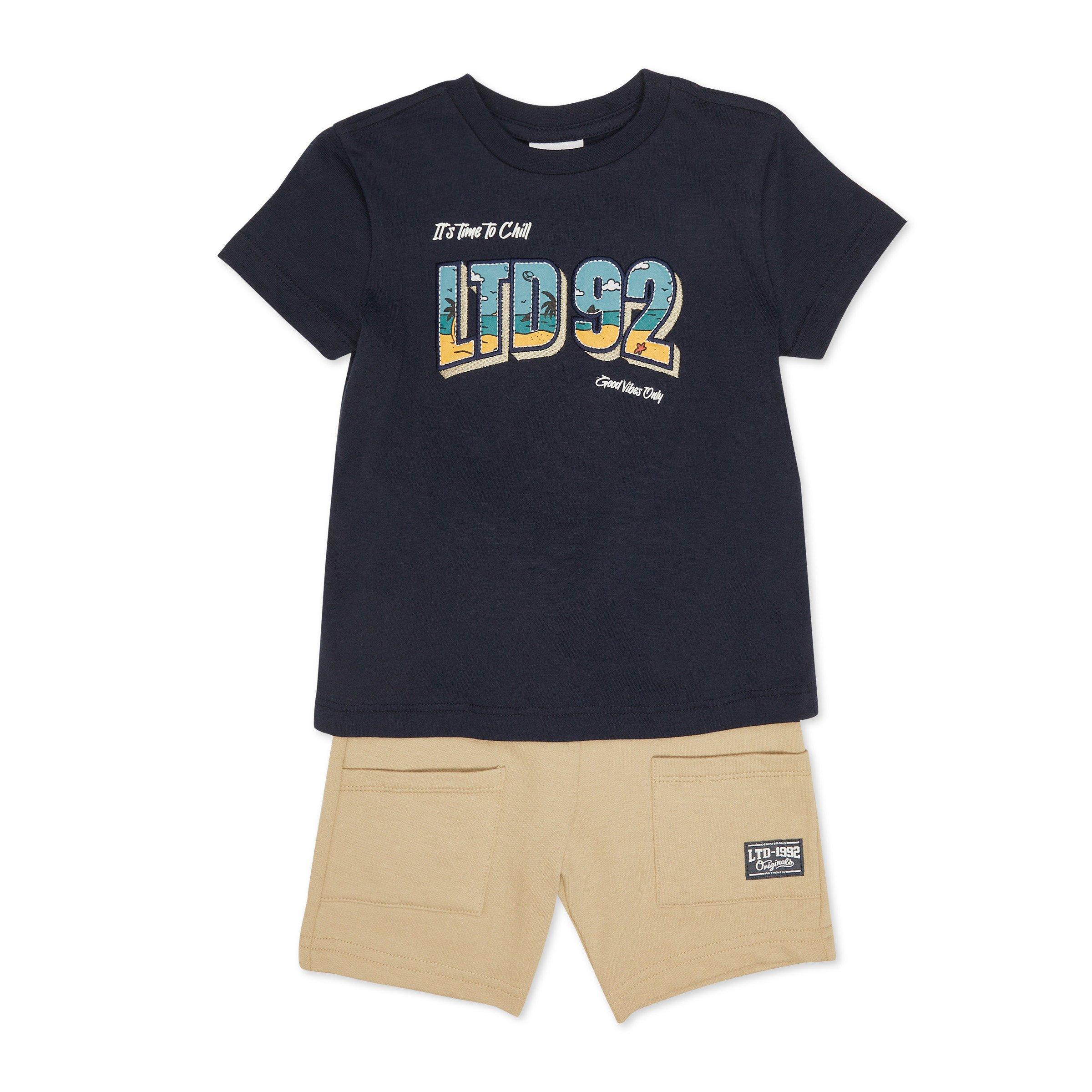 Guess Baby Boys T-Shirt and Denim Shorts Set in Navy
