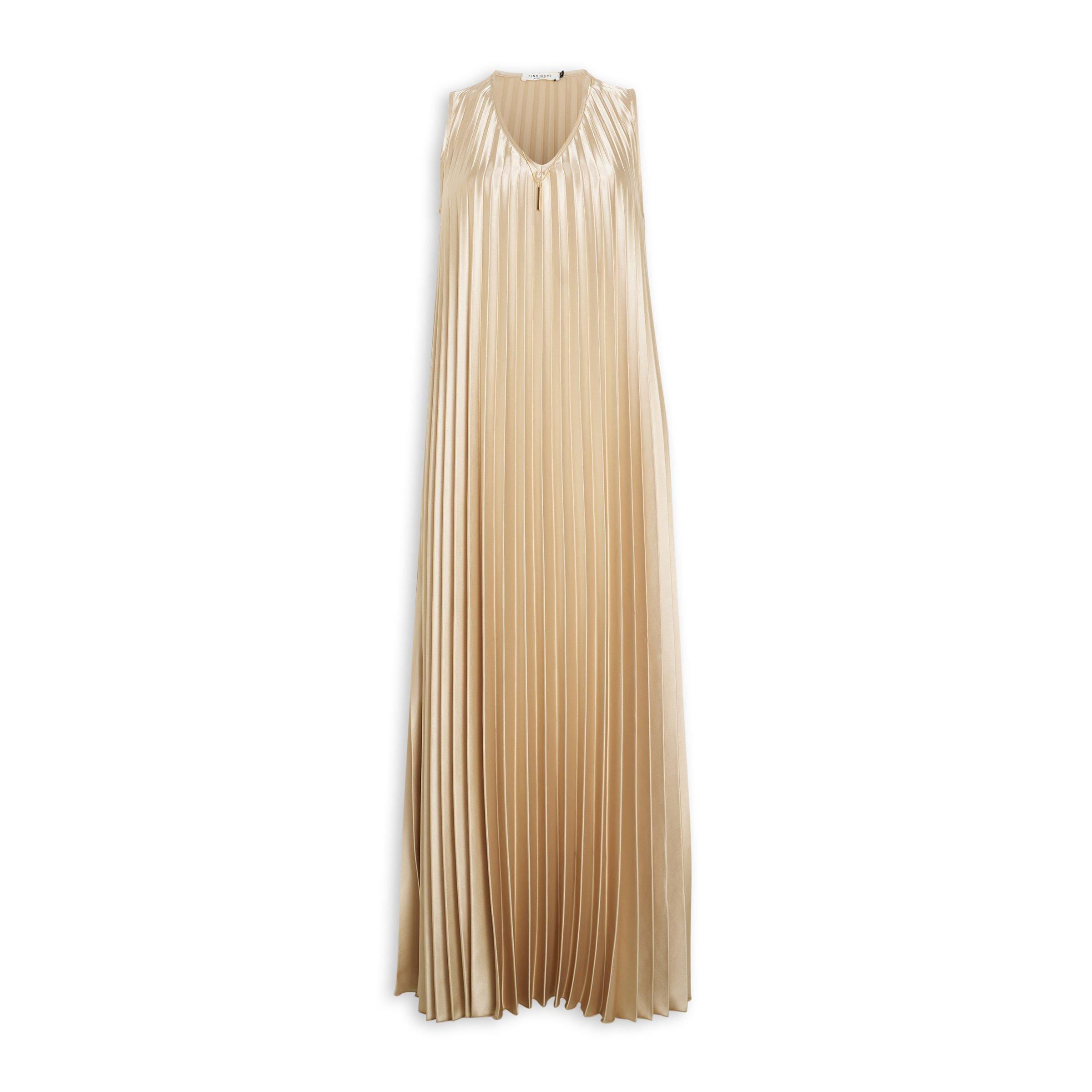 Gold Pleated Trapeze Dress (3186320) | Finnigans