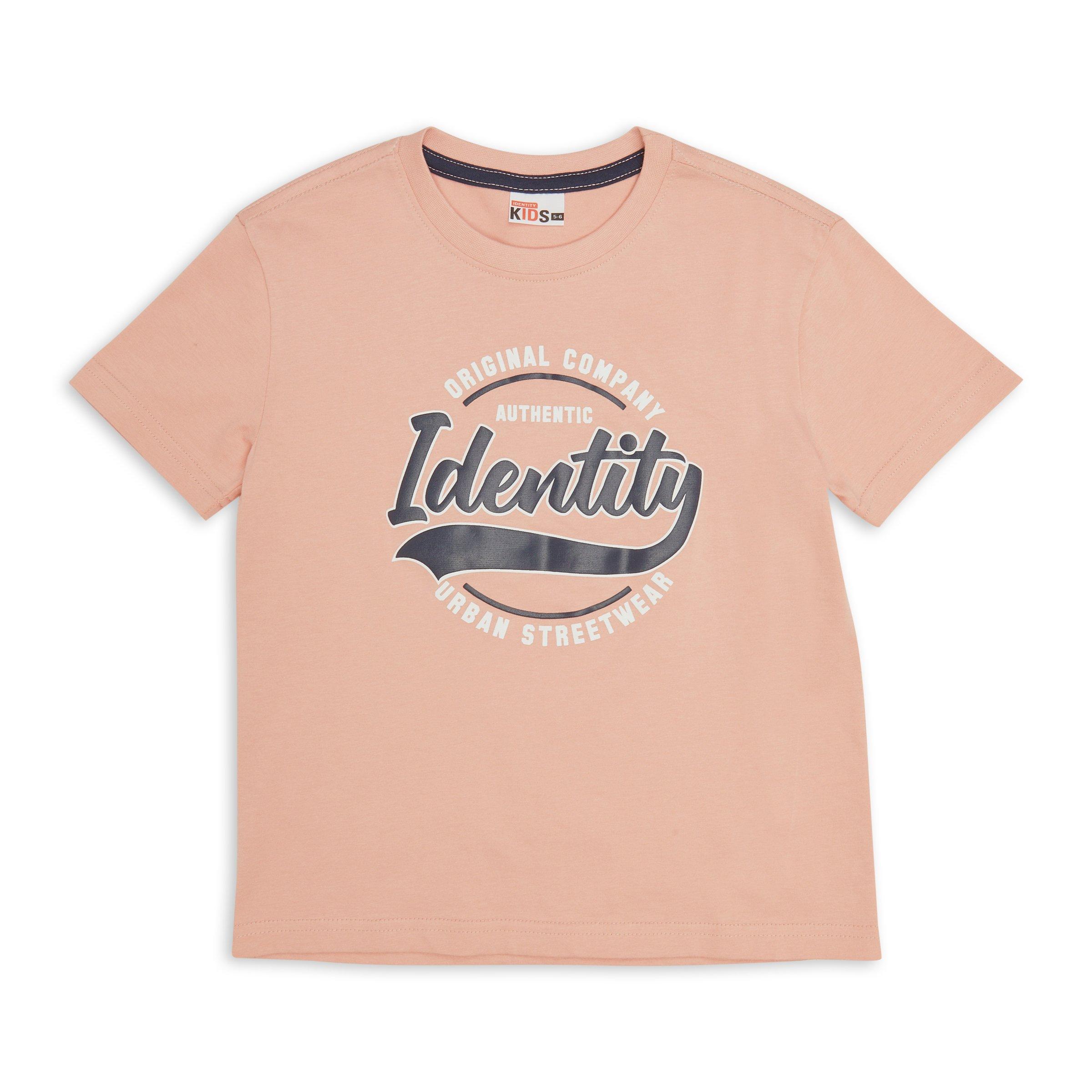 Boys Pink Cotton Solid T-Shirt