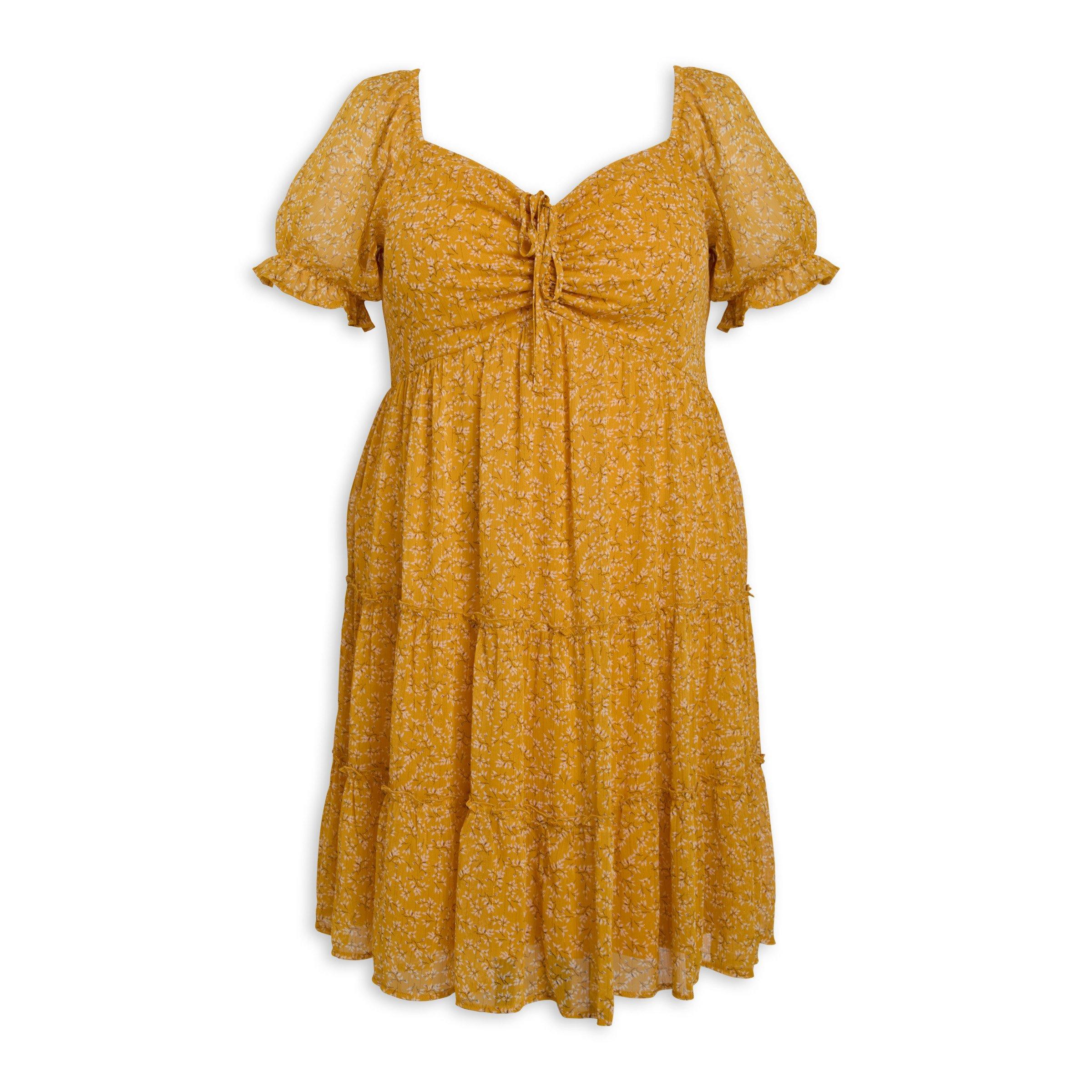 houseonthehill yellowflower ロンティ 80サイズ Yellow Plus Size Floral Print Dress (3186825) | Zeta