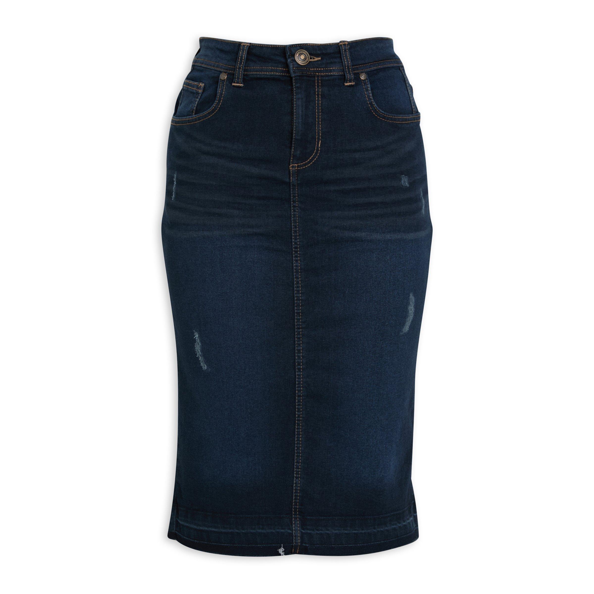 Navy Dark Wash Denim Skirt (3186845) | Identity