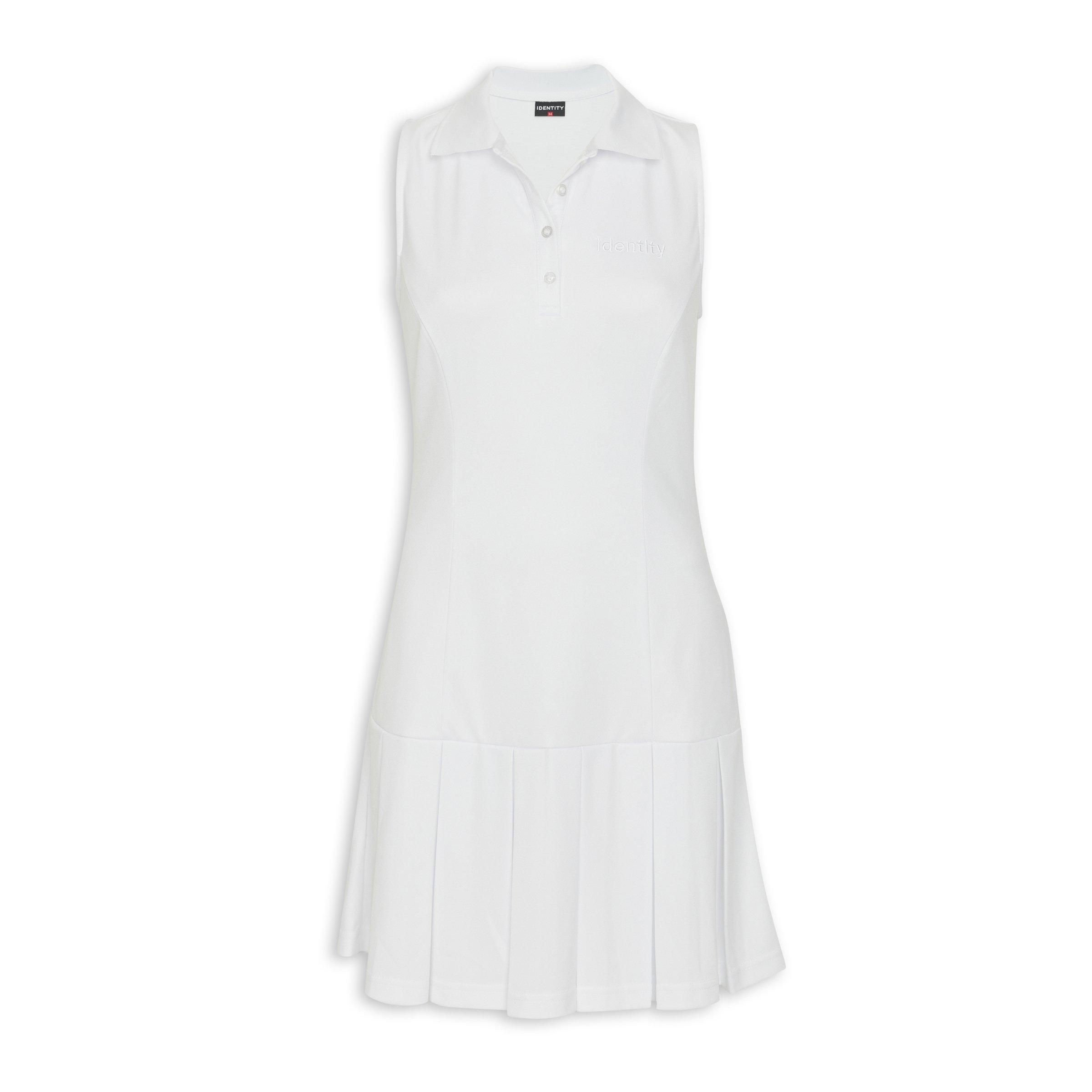 Strapless Pleated Bodice A-Line Dress With Slit White main image 1