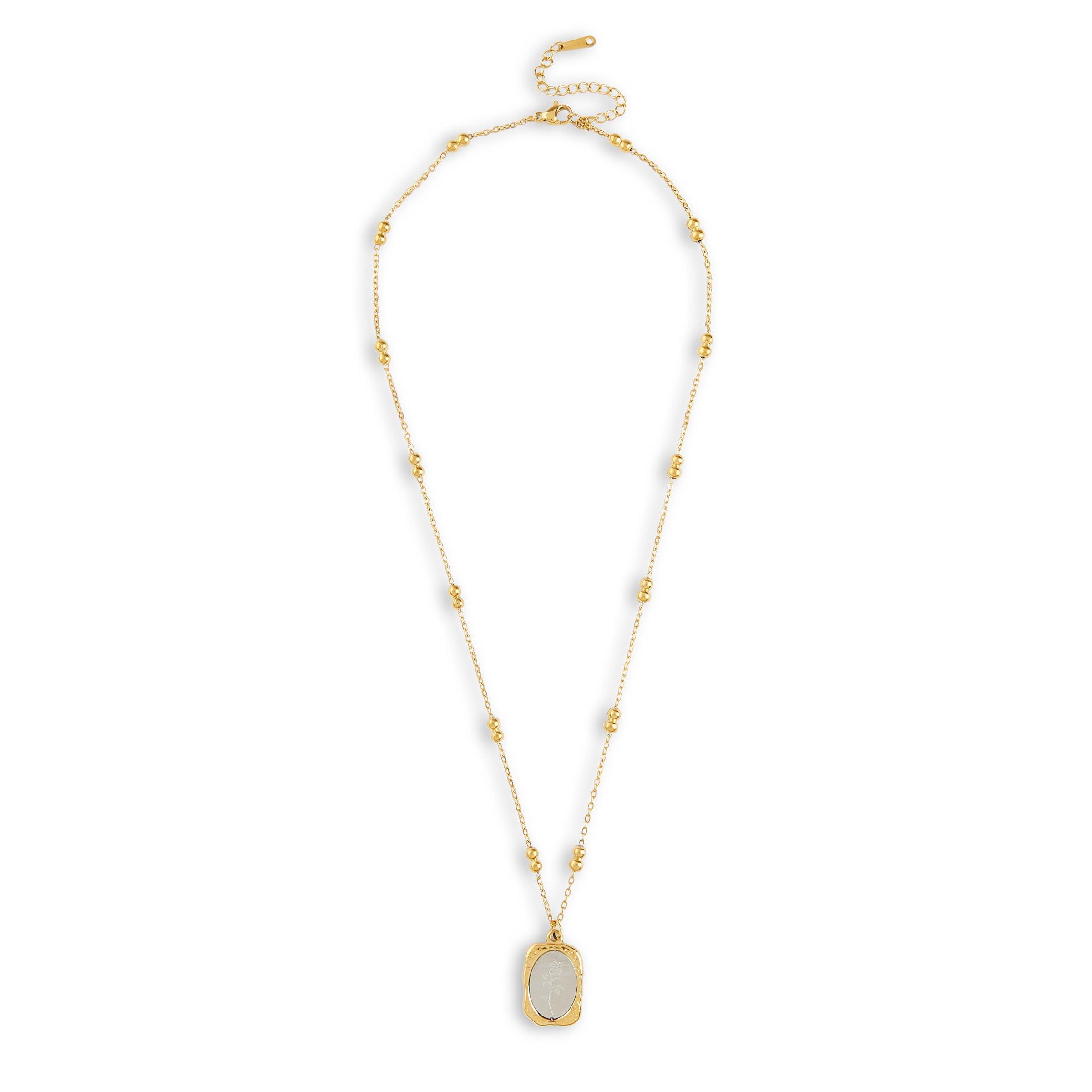 Gold & Silver Rose Pendant Necklace (3188003) | Zackia