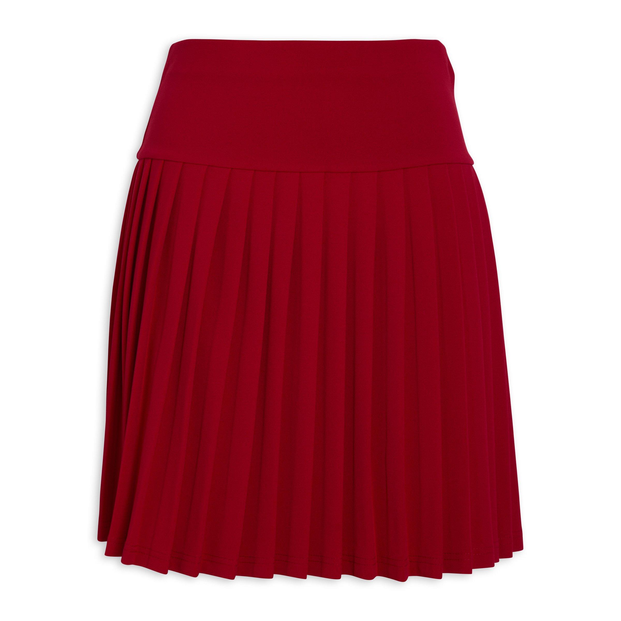 Red Pleated Skirt Red Pleated Solid High Waist Mini Skirt –