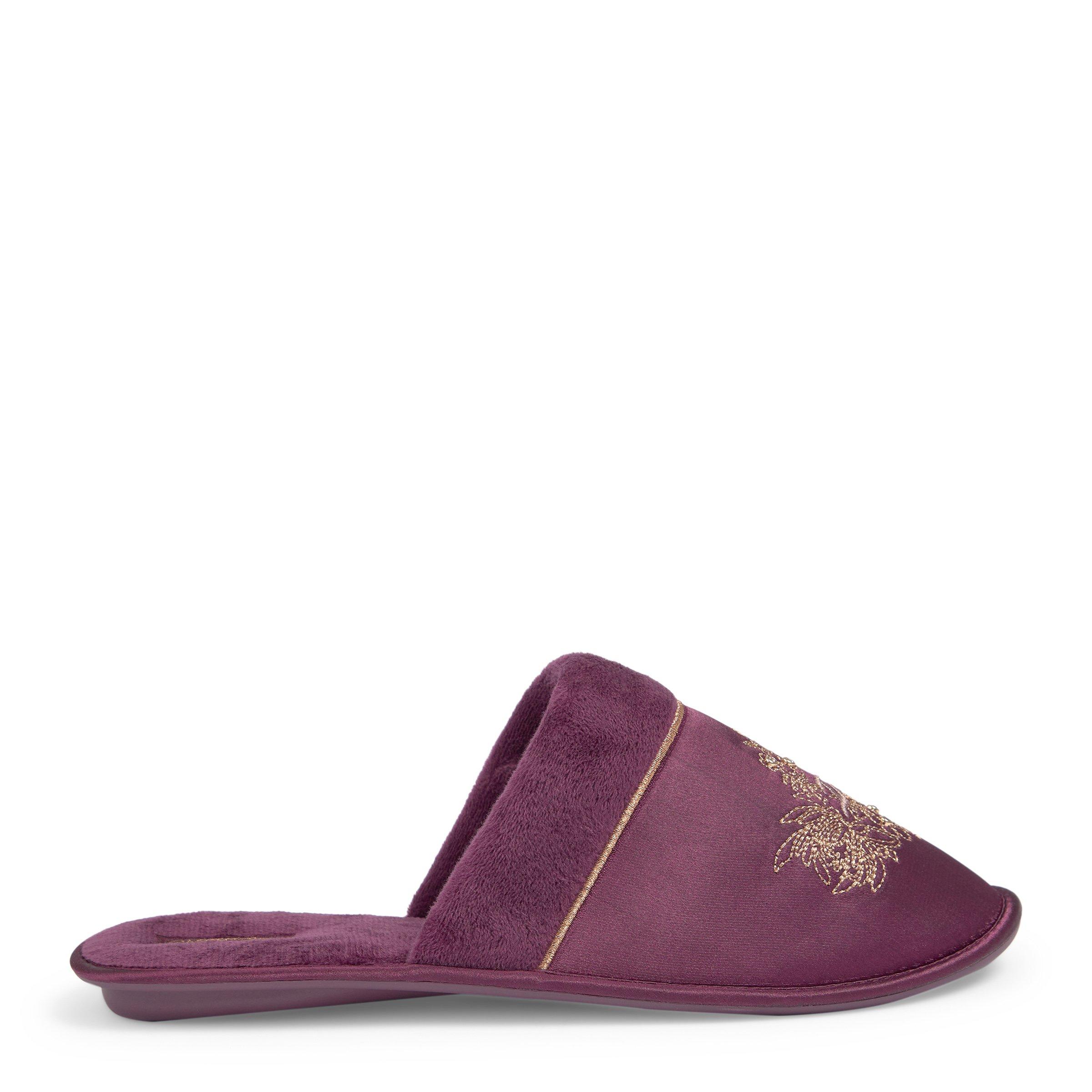 Purple - Kutch Embroidery Handstitched Leather Flat Slippers