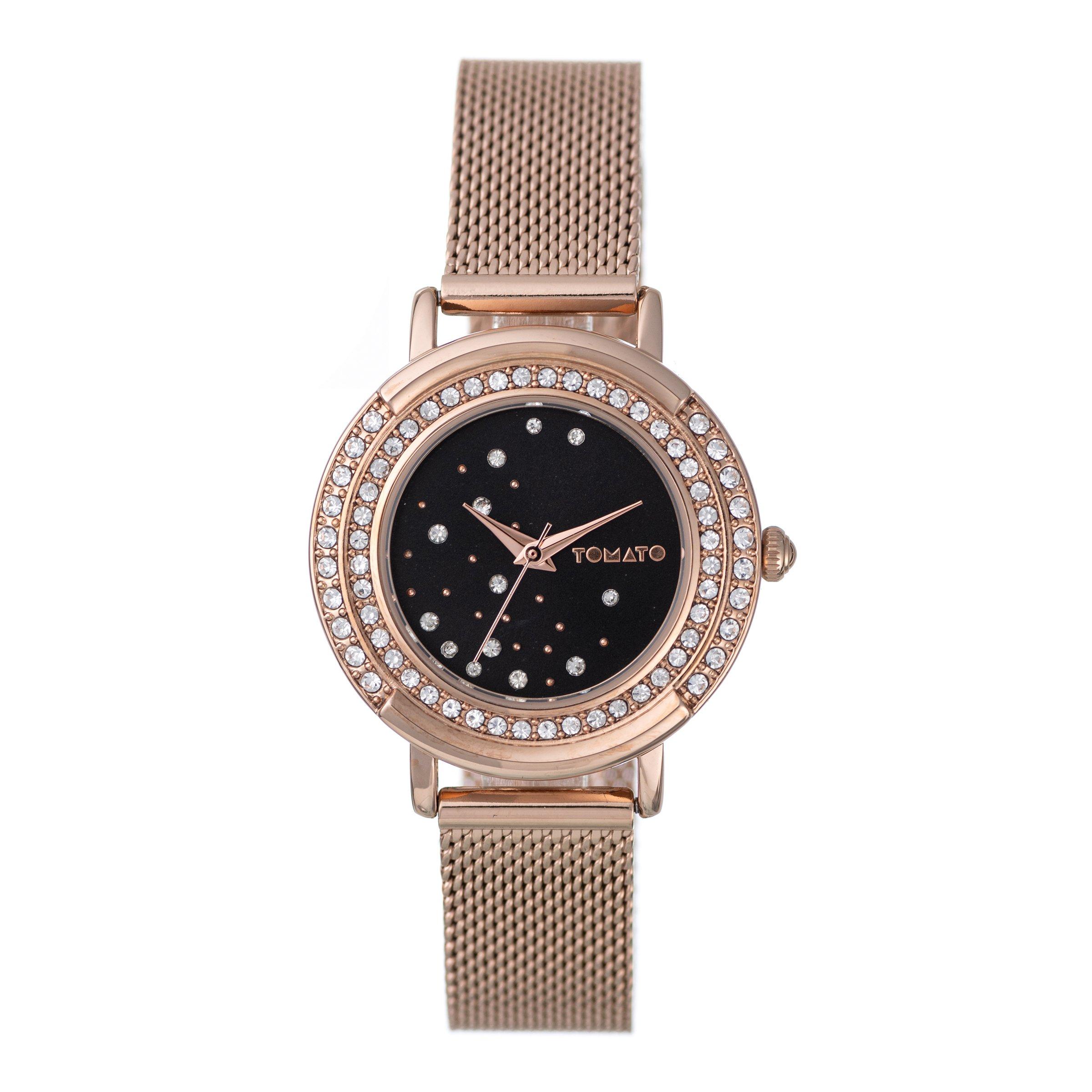 Tomato Truworths Watches For Ladies Rose And Black Mesh Strap