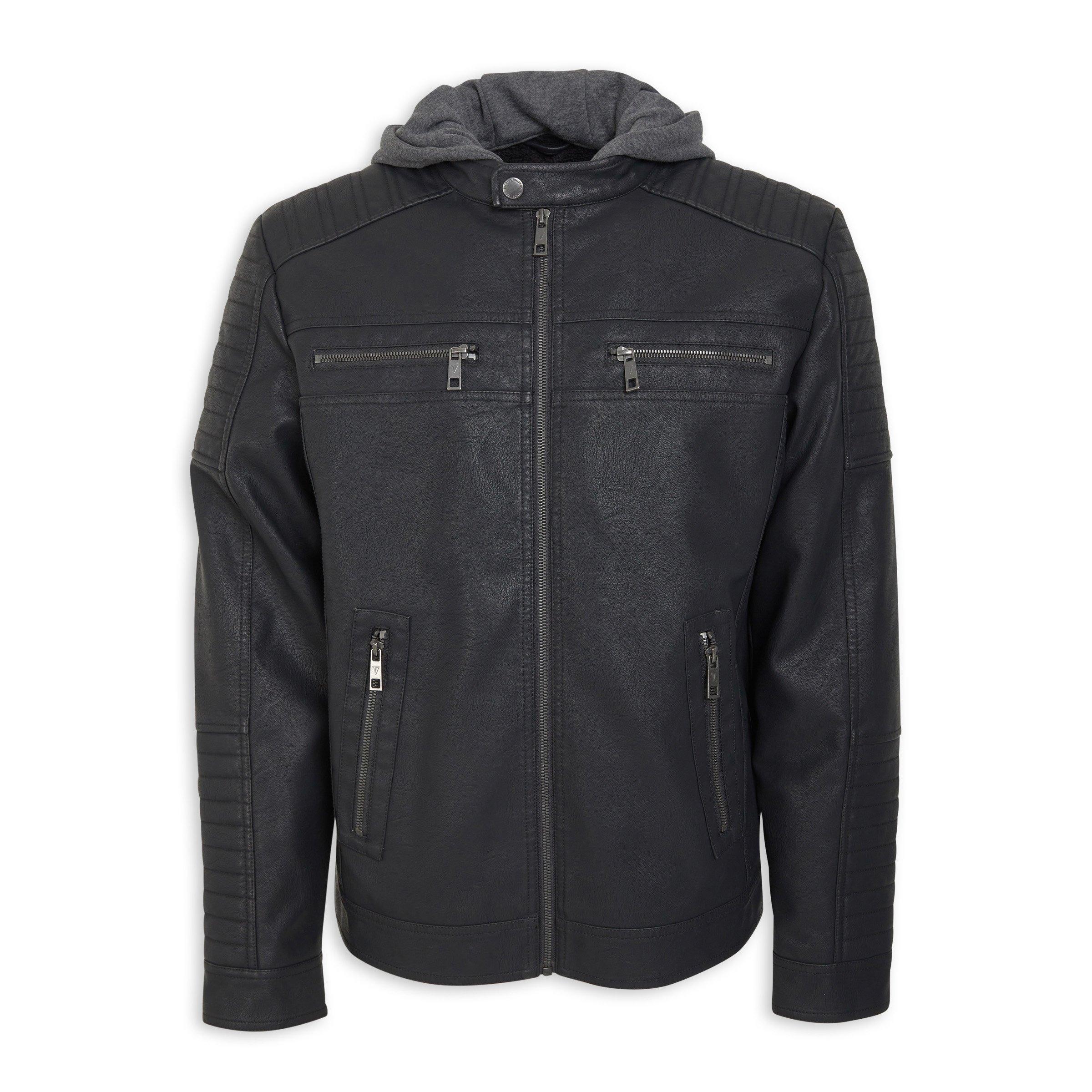 Black Hooded Biker Jacket (3190340) | Truworths Man