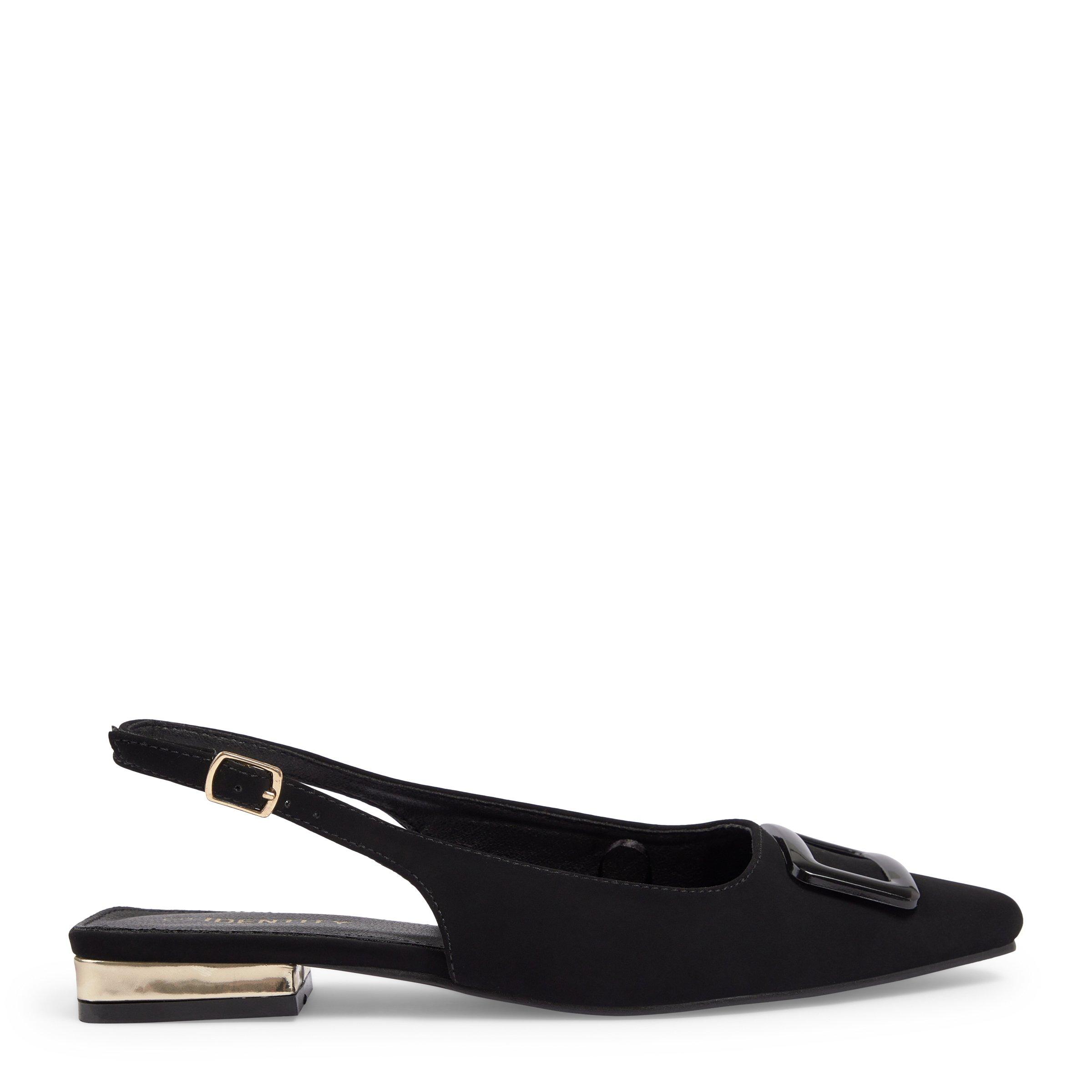 TRIANGLE LOGO PUMPS IN BLACK CALFSKIN