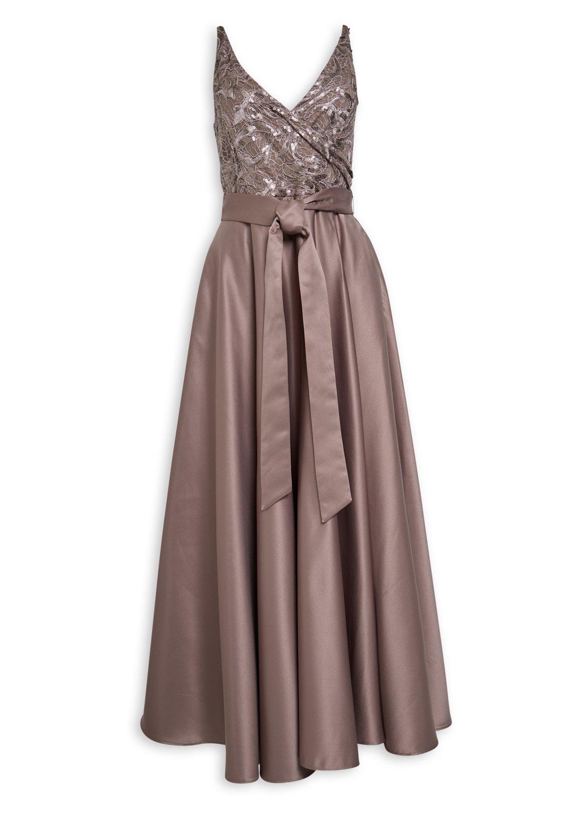 mocha brown formal dress Mocha Mother Of The Bride Dress A-Line Lace Sleeves V-Neck Long Chiffon  Mother Of The Bride Dress main image 1