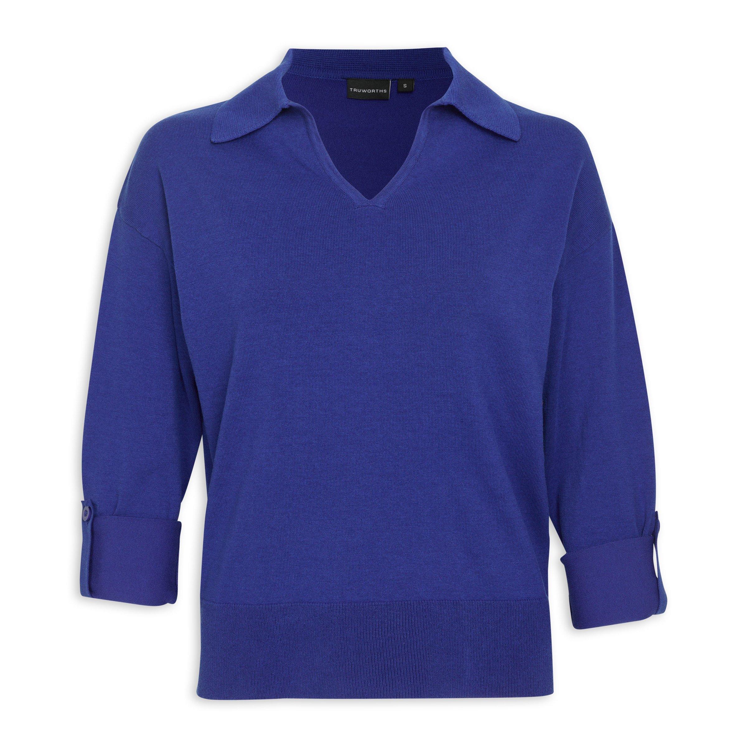 Lennon Knitted Stretch Top - Abstract Tofu & Dazzling Blue