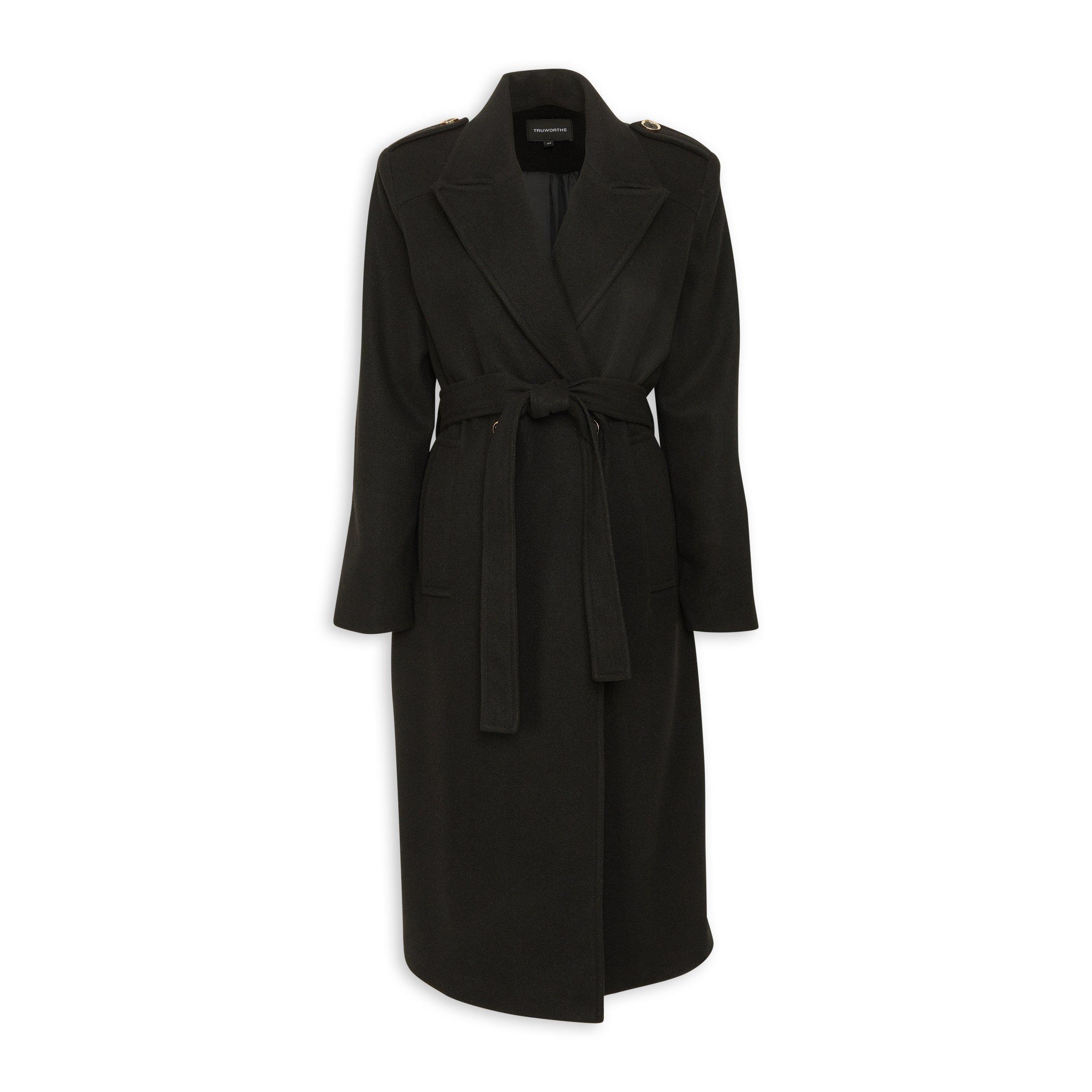 3530272 Black Wrap Midi Coat