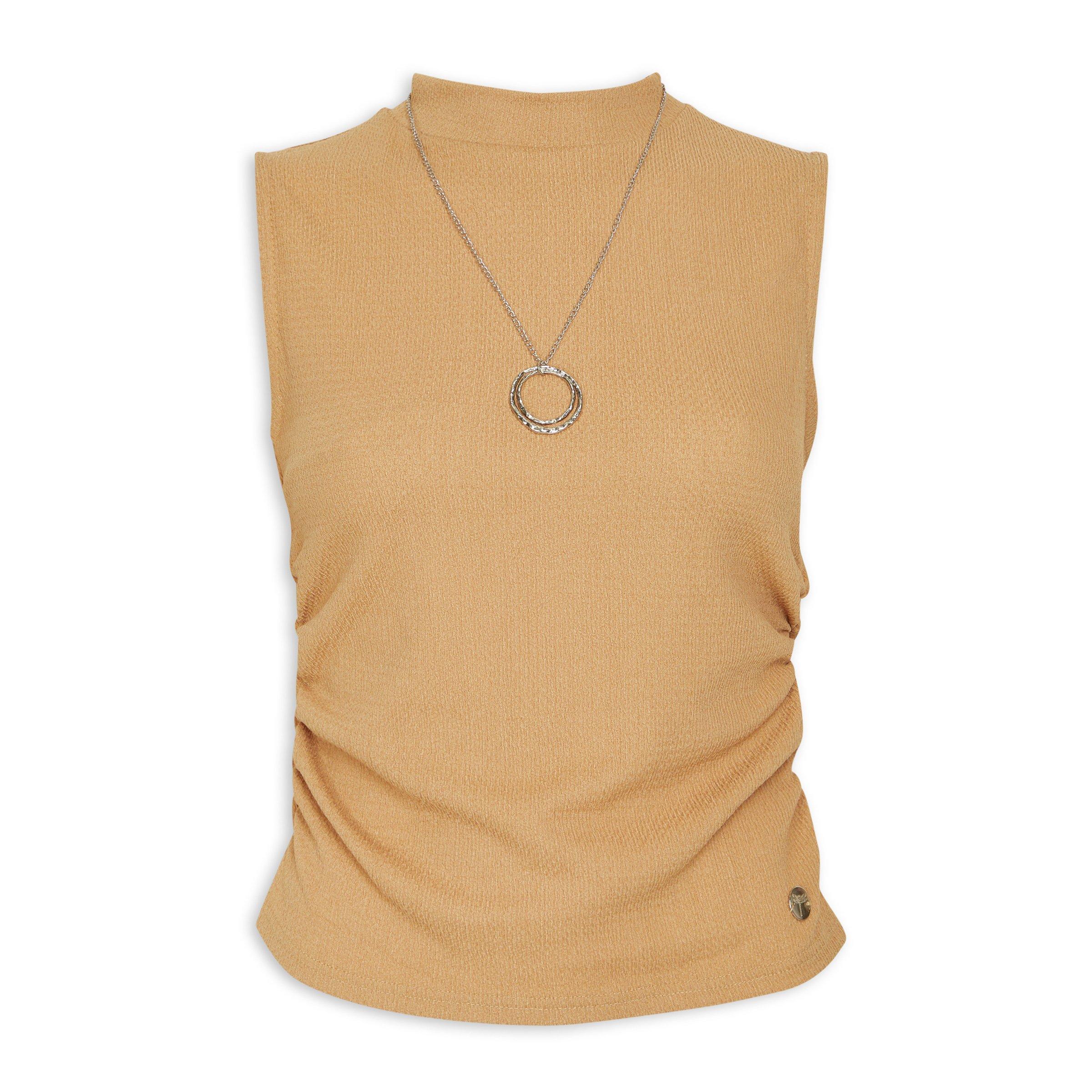 TWS-251TP3580 BEIGE EMBROIDERY KNIT TOP