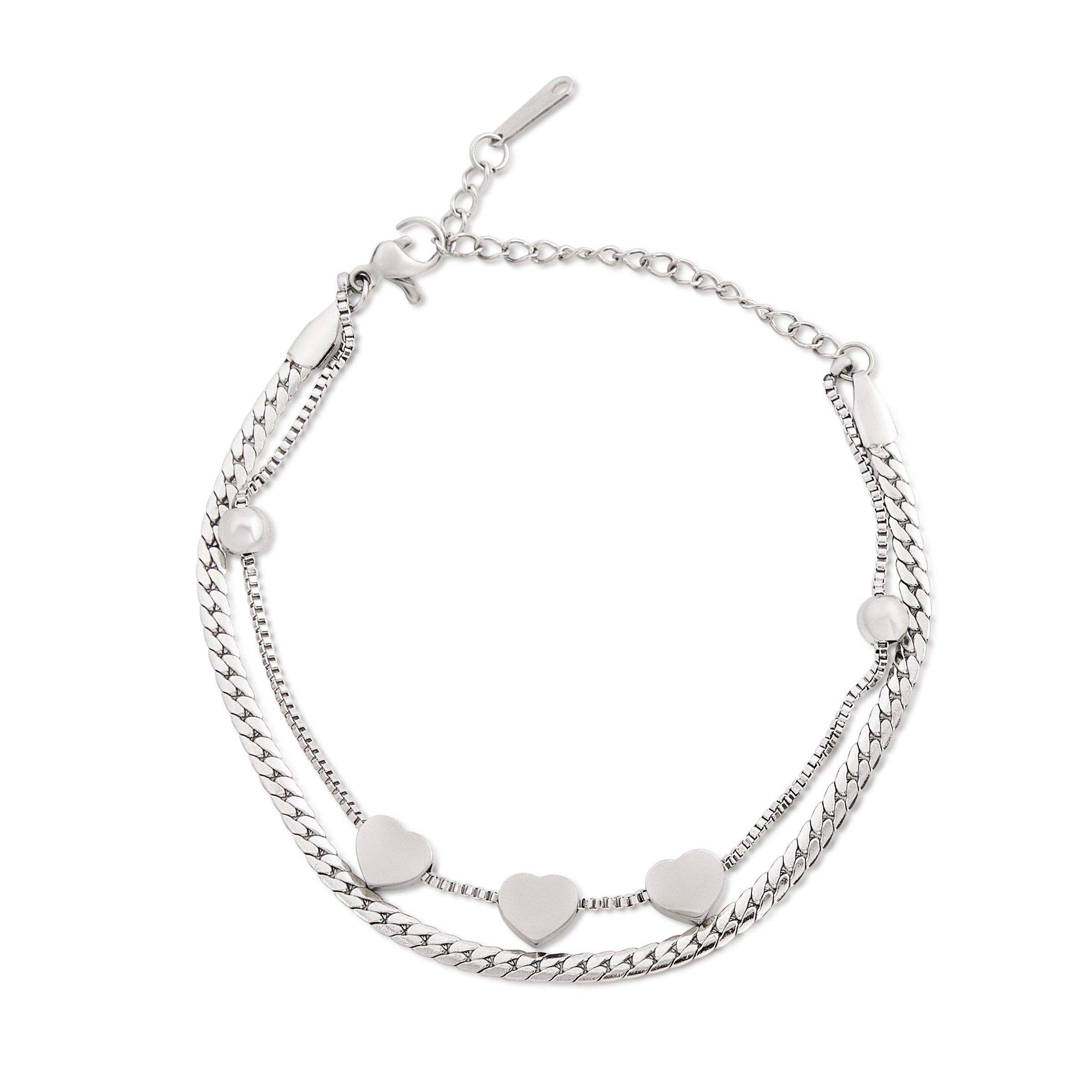 Gold Stainless Steel Magnetic Heart Charm Bracelet