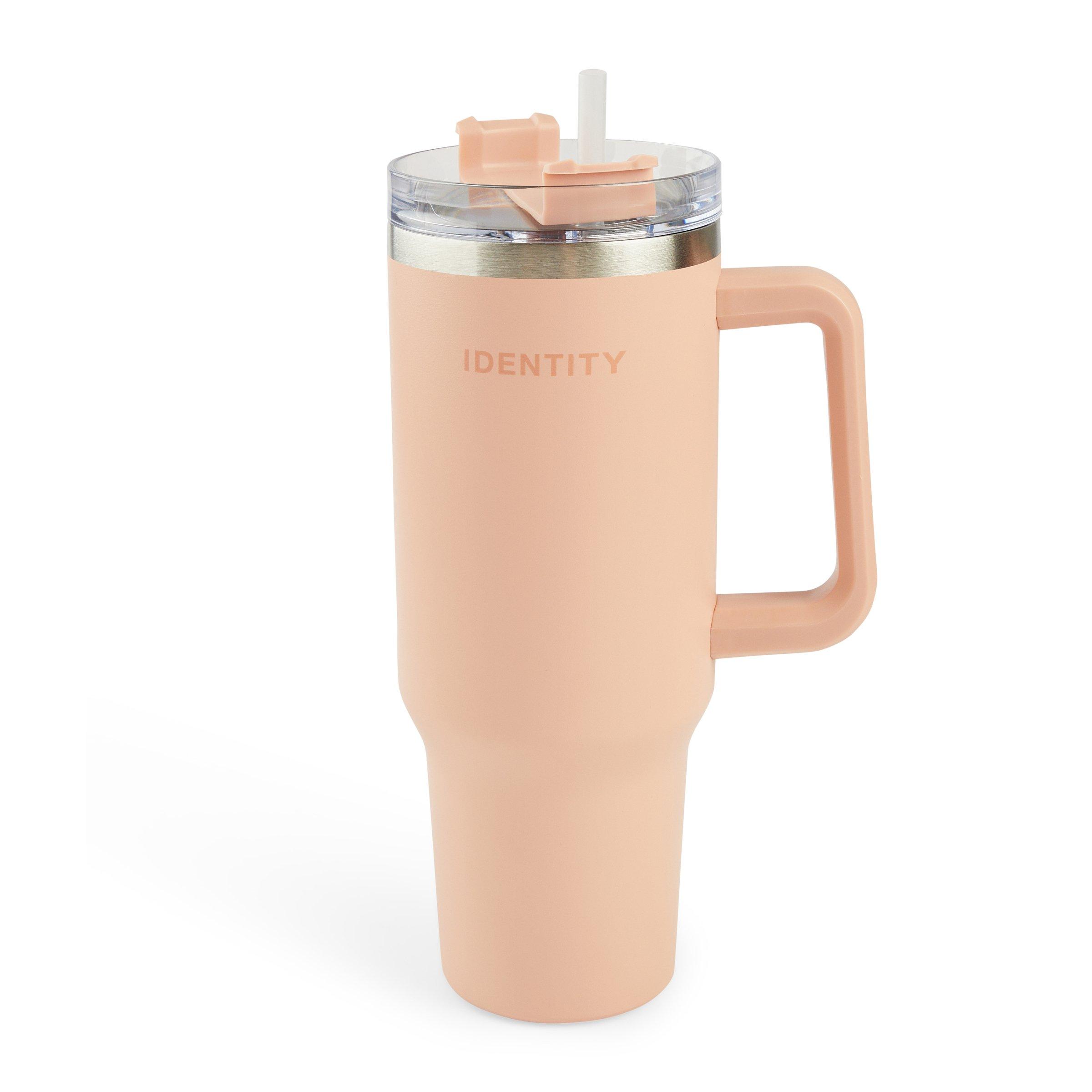 Hot pink animal travel mug with a handle. main image 0