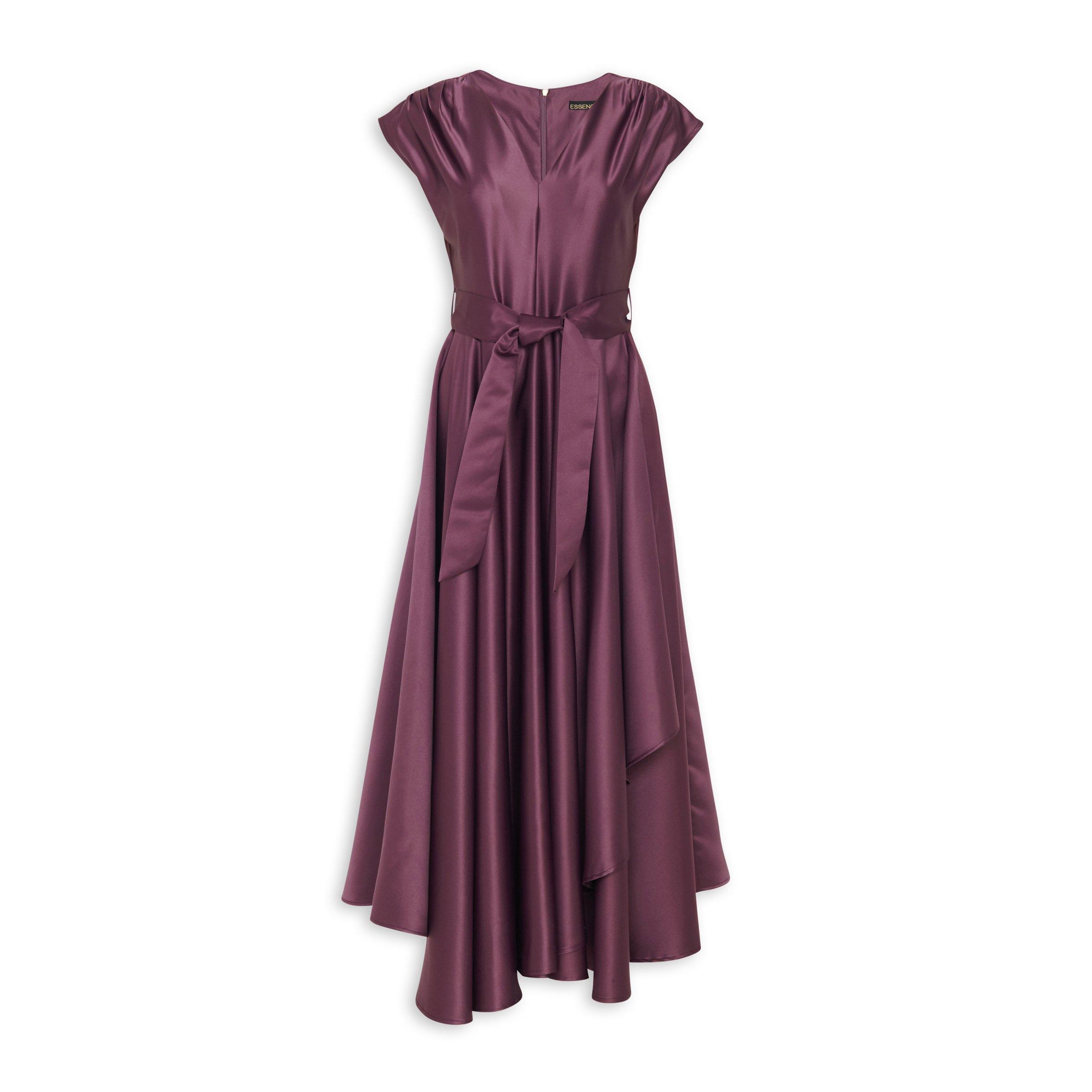 Purple Fit and Flare Dress with Tie Belt (3195855) Essence