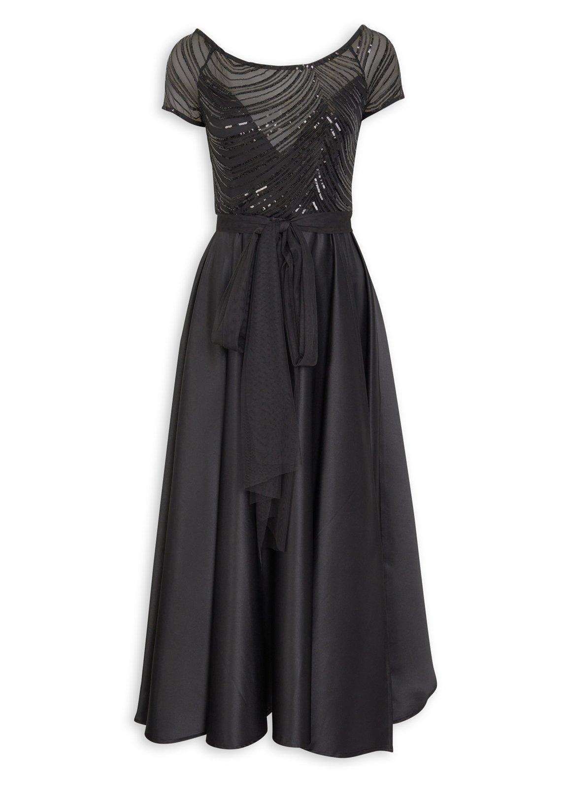 Black Sequin Fit and Flare Dress (3196239) | Truworths