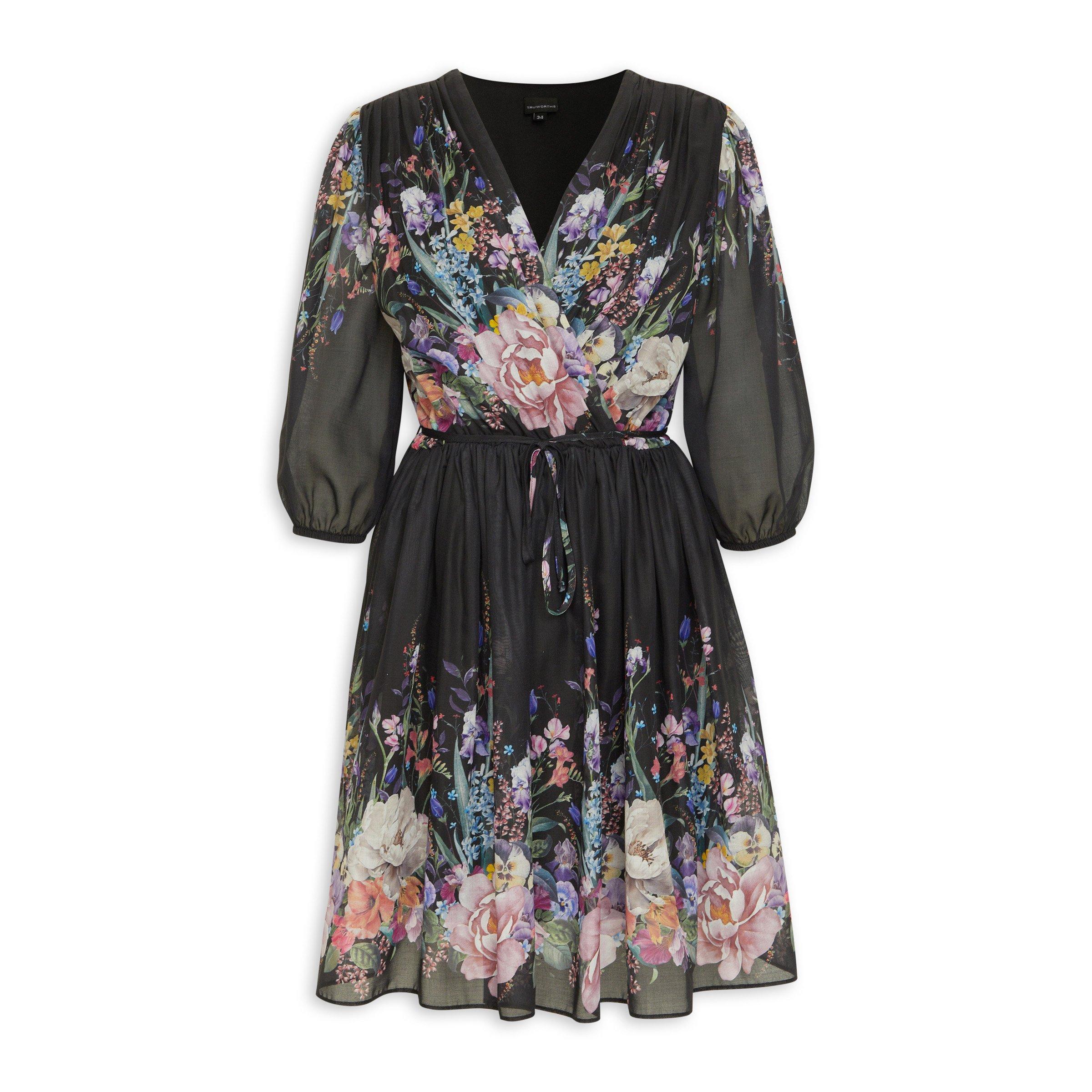 Black Floral Print Dress