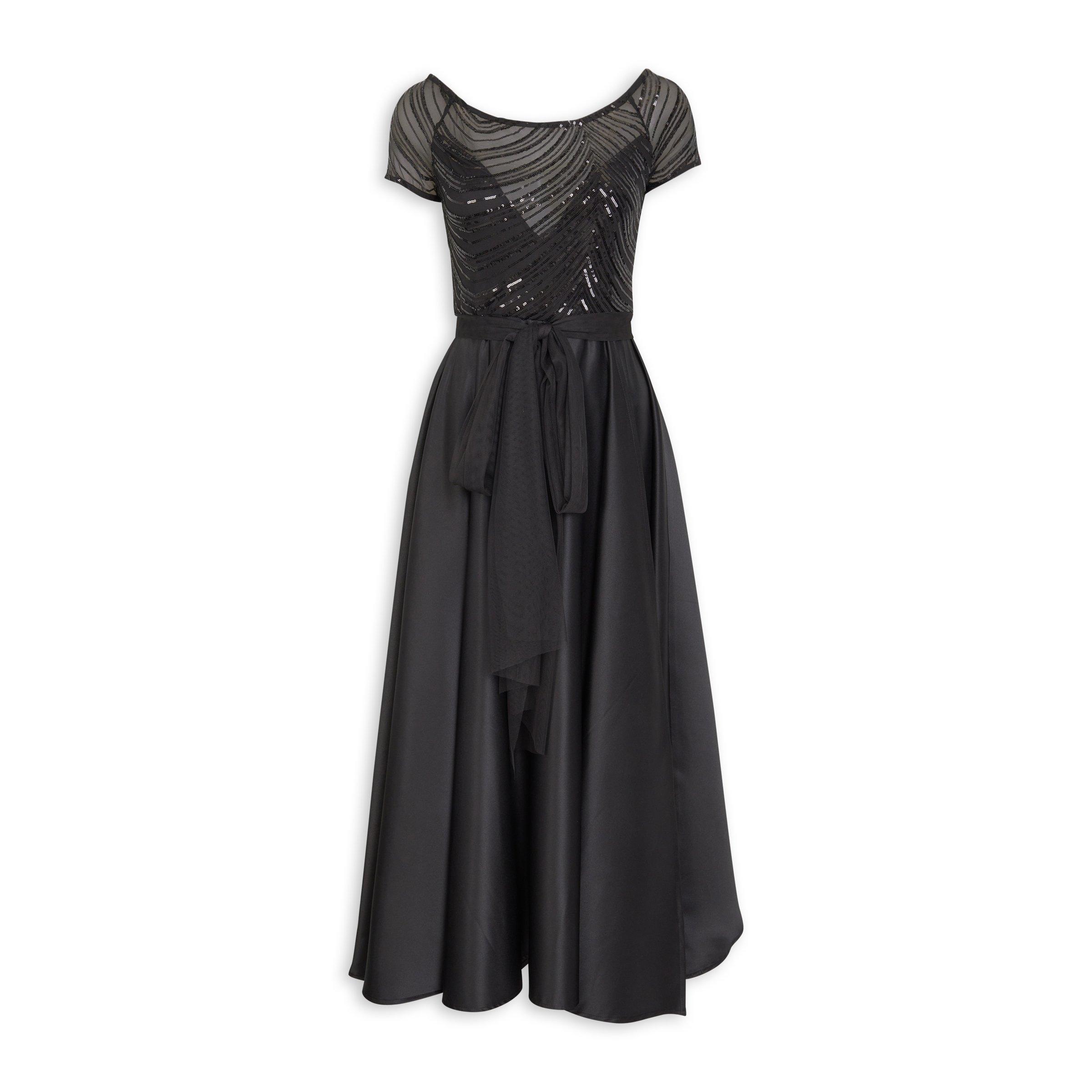 Truworths Black Evening Dresses Black Sequin Fit And Flare Dress