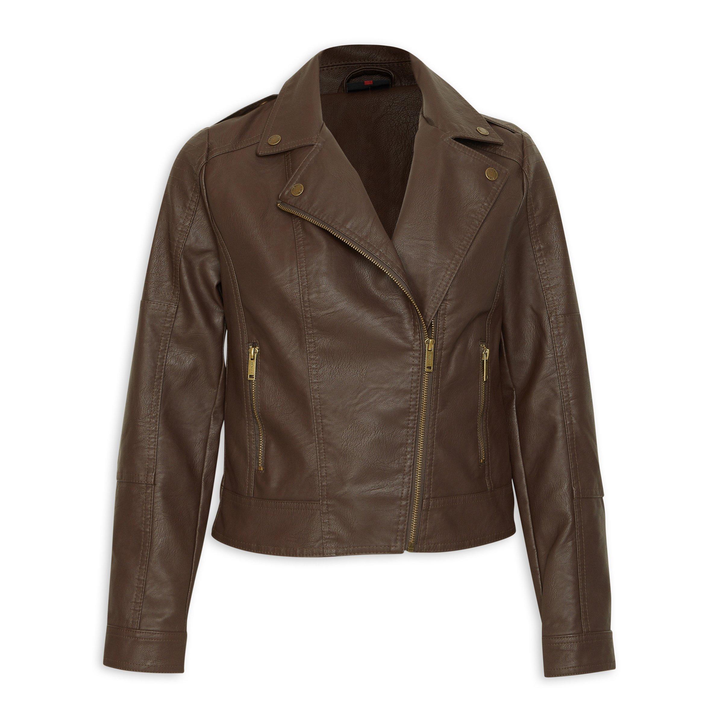 Brown Asymmetrical Biker Jacket (3197430) | Identity
