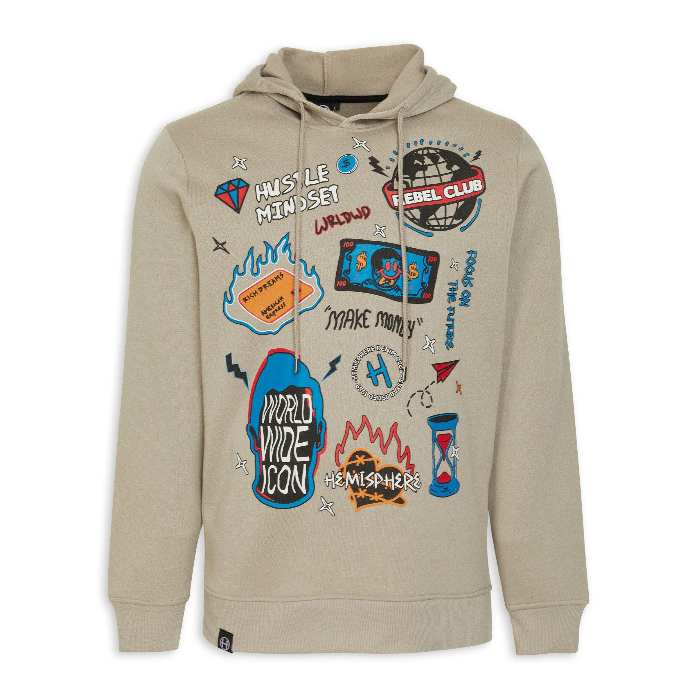 Beige Graphic Hoodie (3197863) | Hemisphere