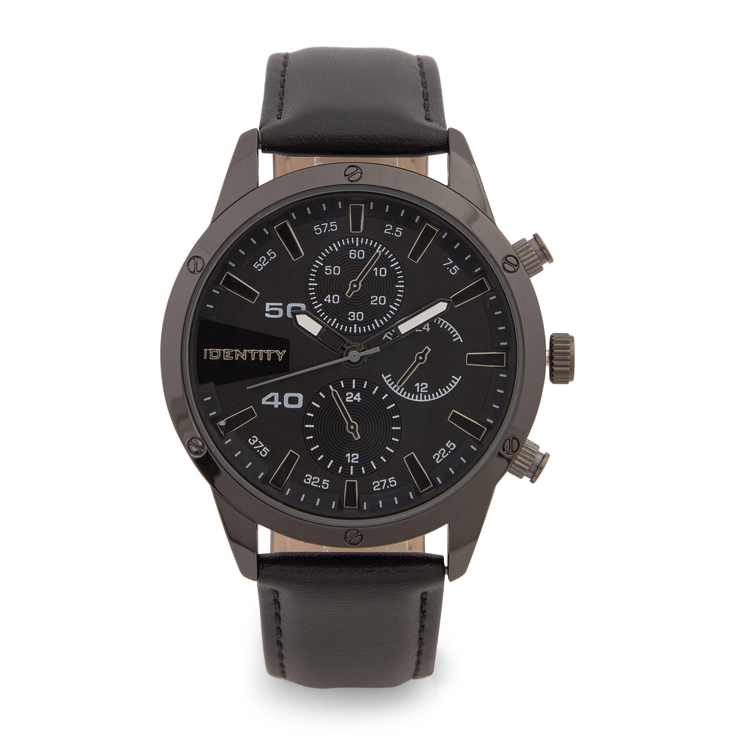 Black Pu Strap Watch (3197956) | Identity