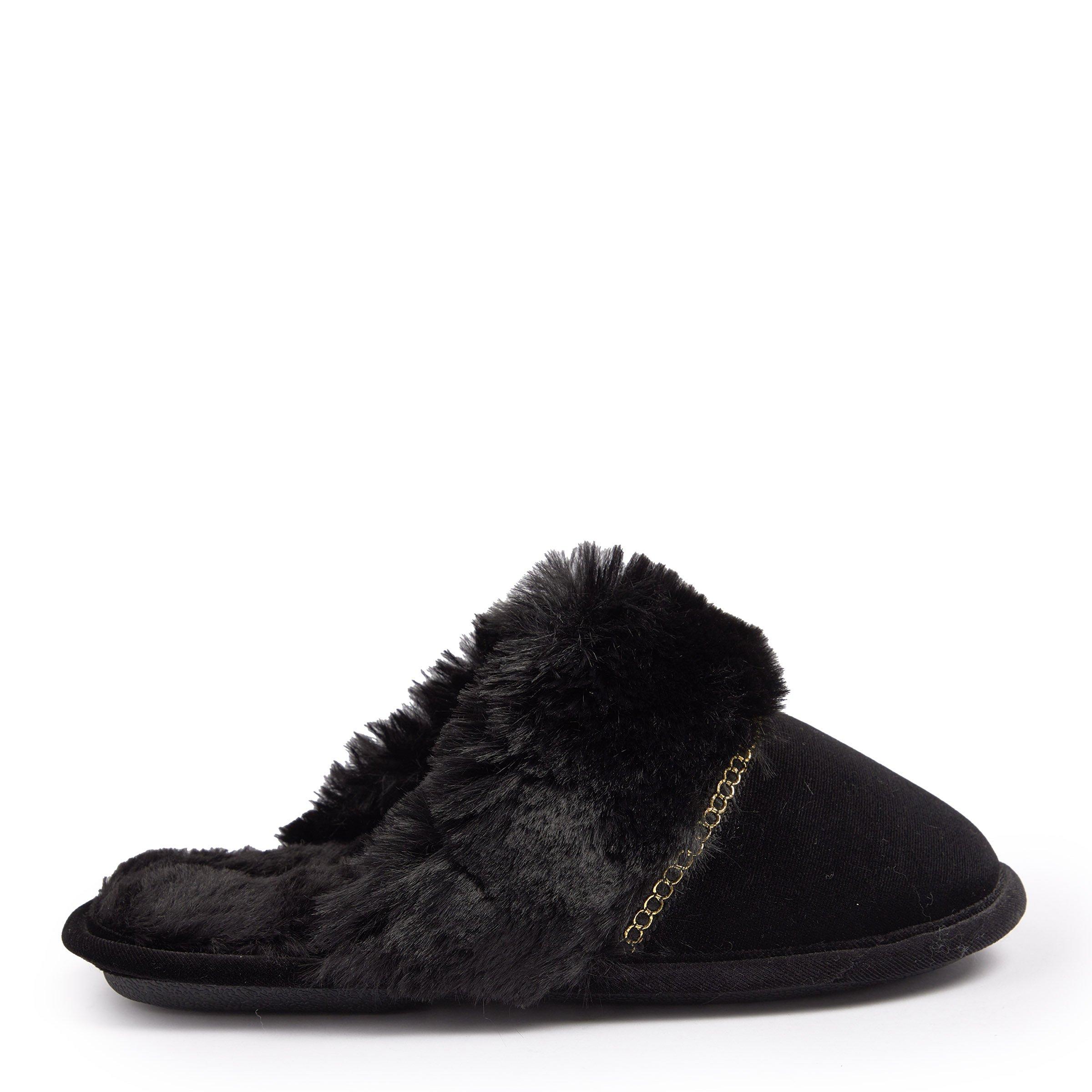New Women Slippers Black Metal Chain Flat Decoration