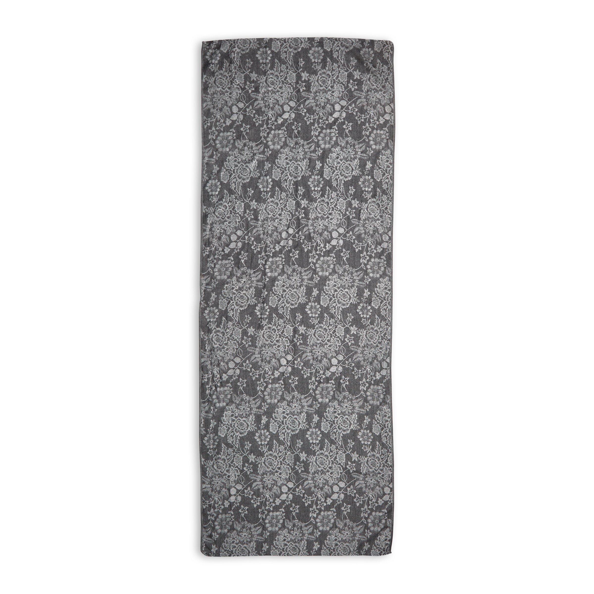 Grey Floral Print Jacquard Scarf (3198803) | Truworths