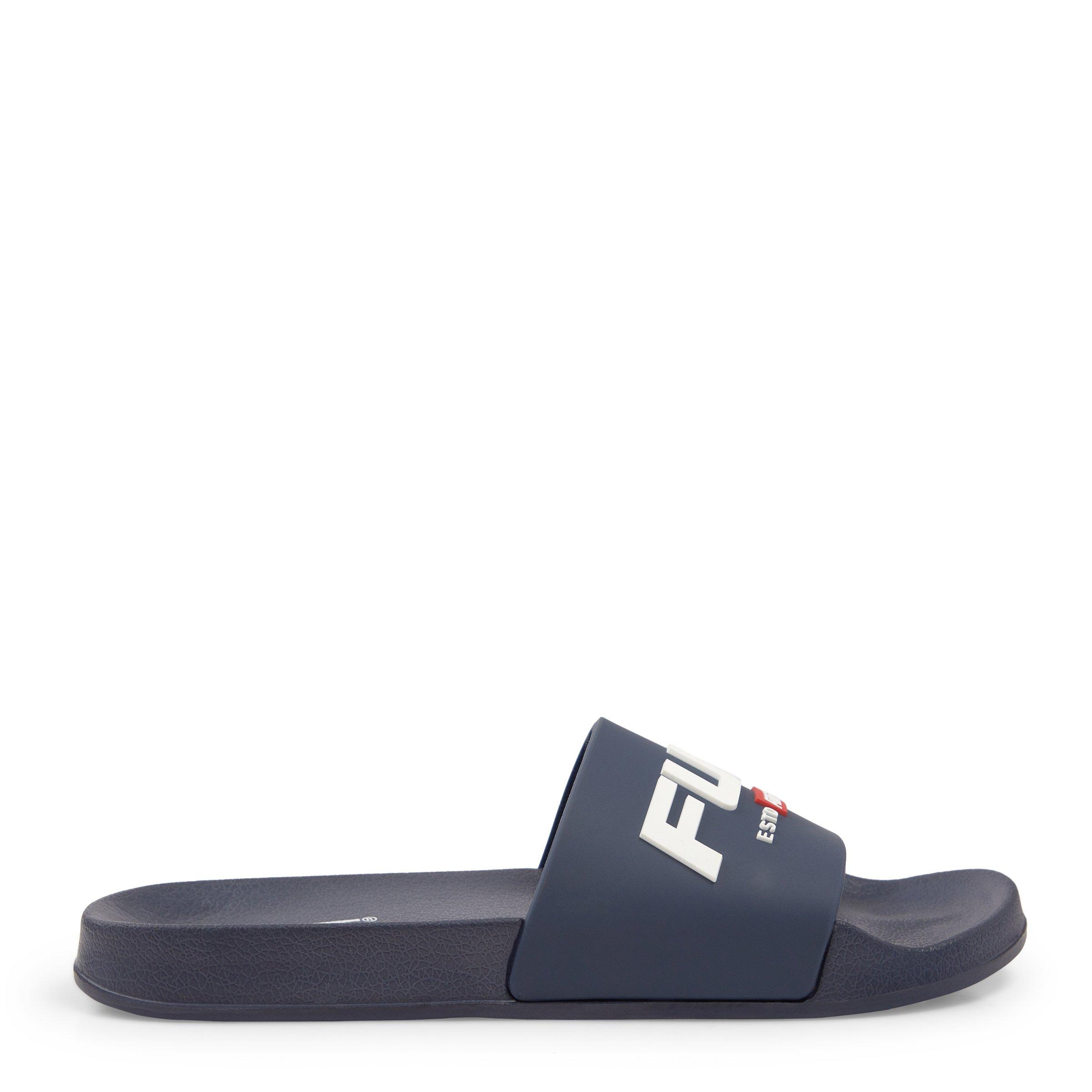 Navy Bobble Tassle Slides