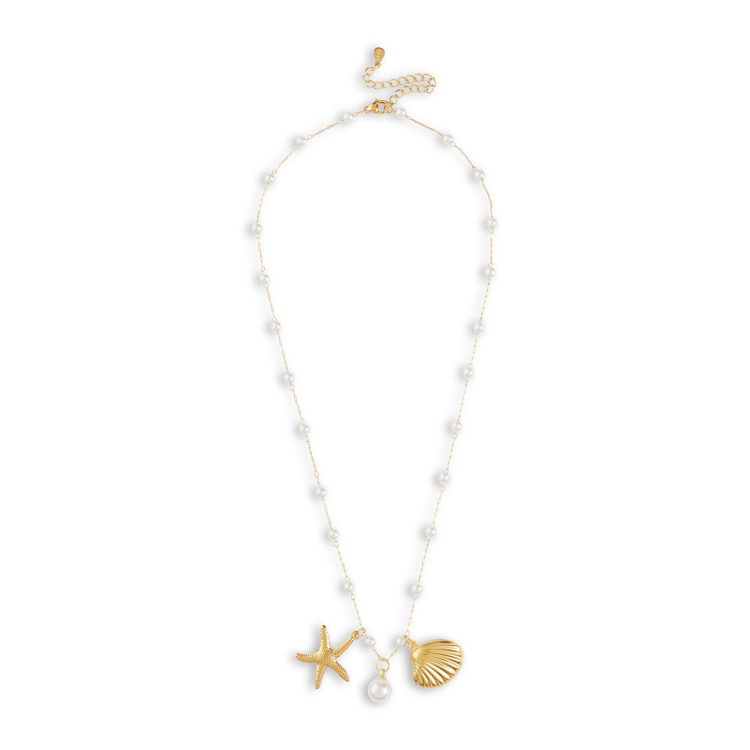 Gold Plated Shell Pearl Necklace (3199038) | Zackia