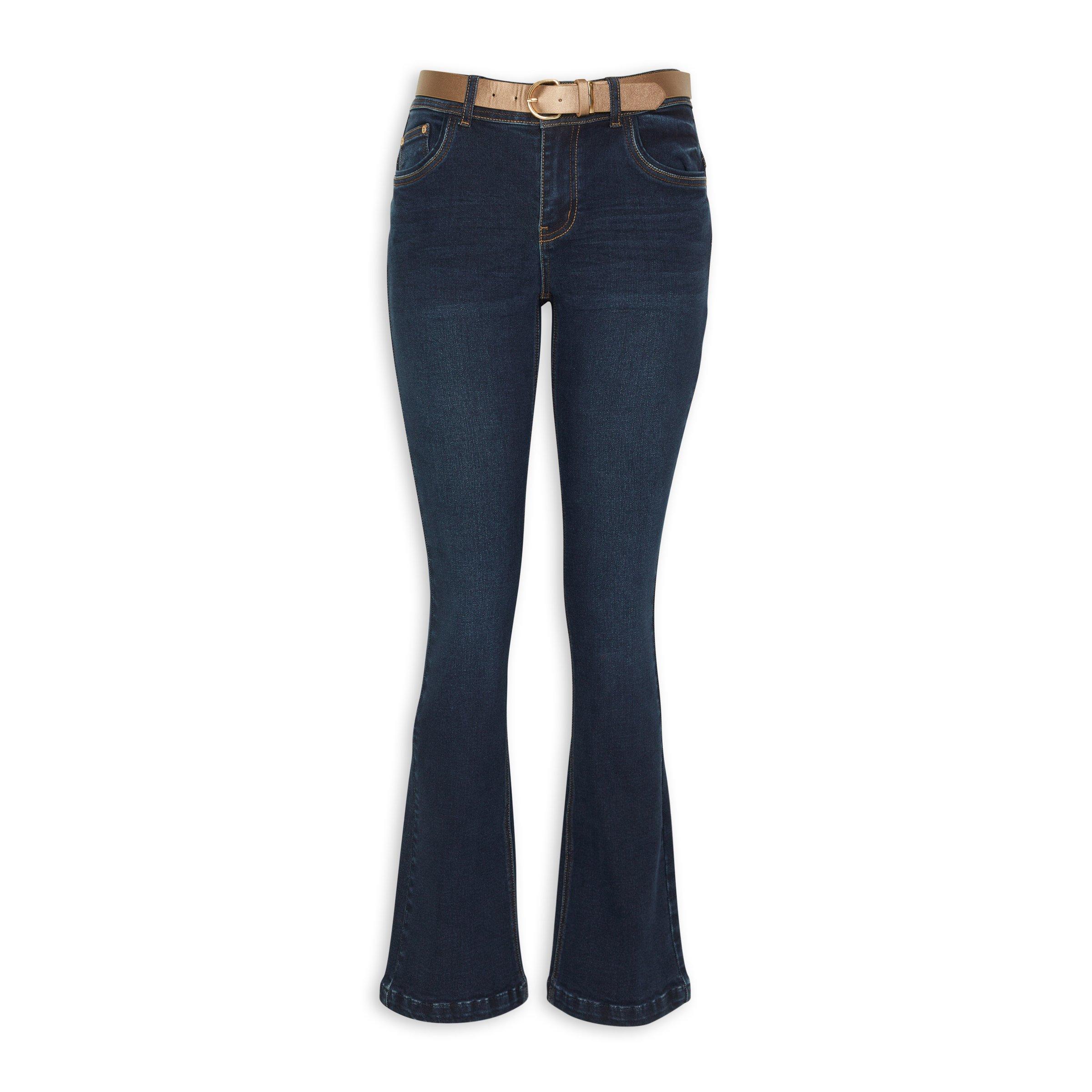 Navy Stretch Pants - Red Thread Detail & Bootleg Fit