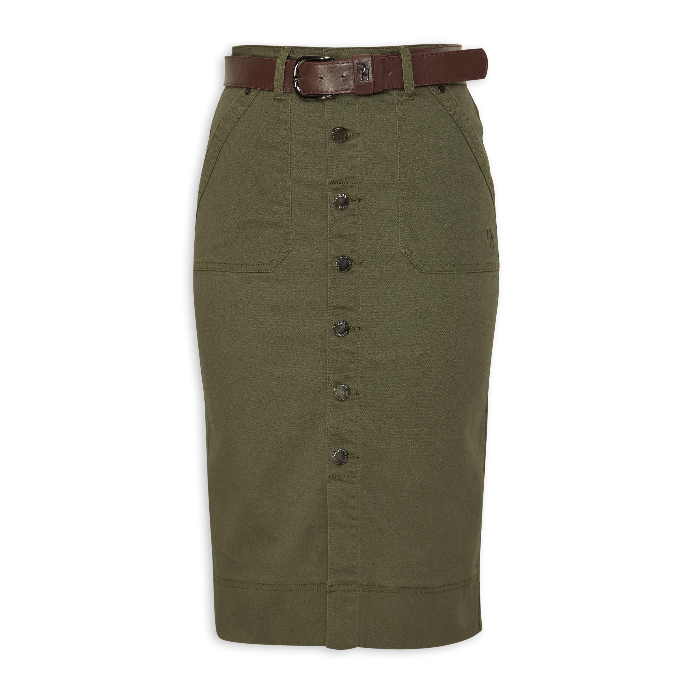 Khaki Green Belted Skirt (3199533) | Daniel Hechter