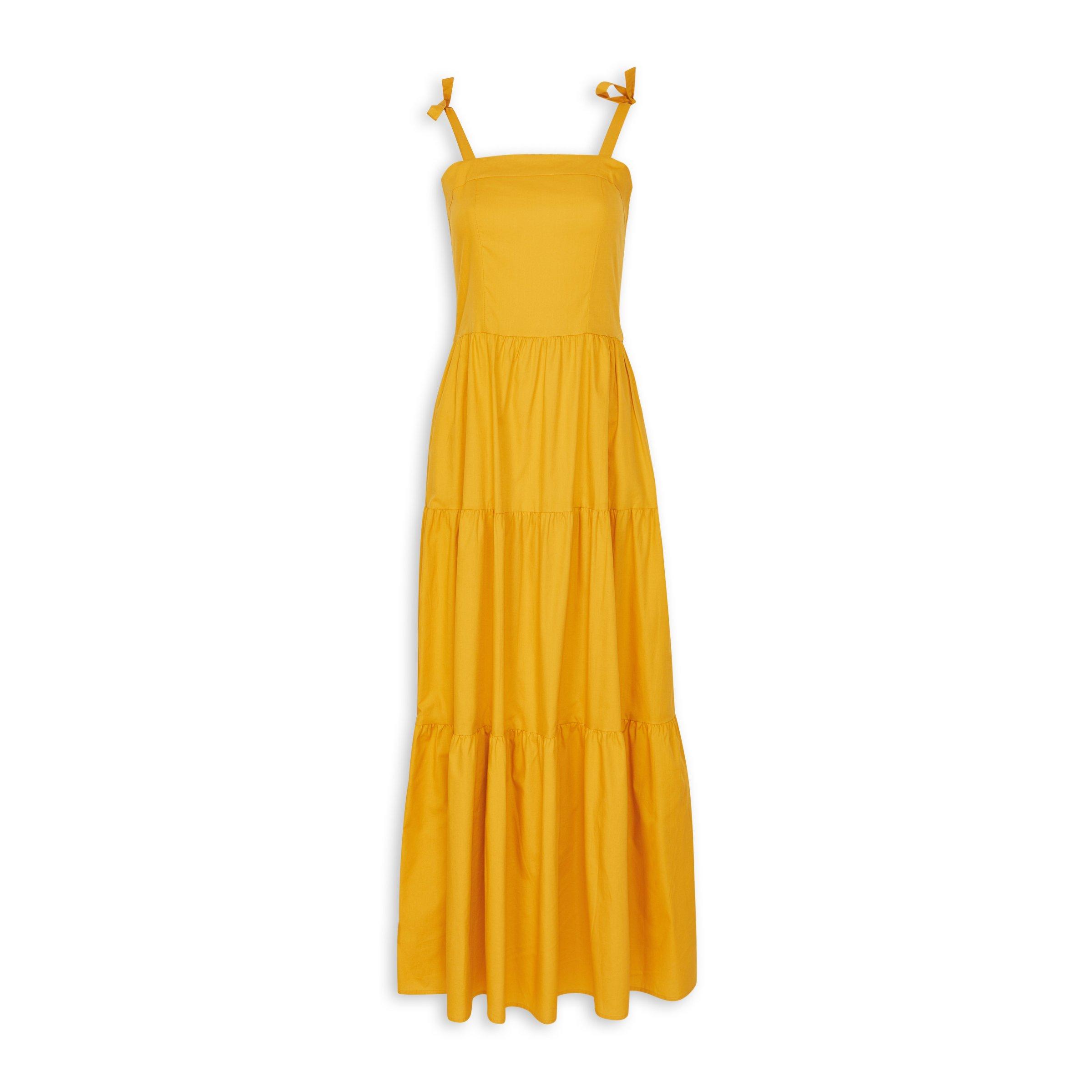 Yellow Embroidered Tiered Dress main image 1