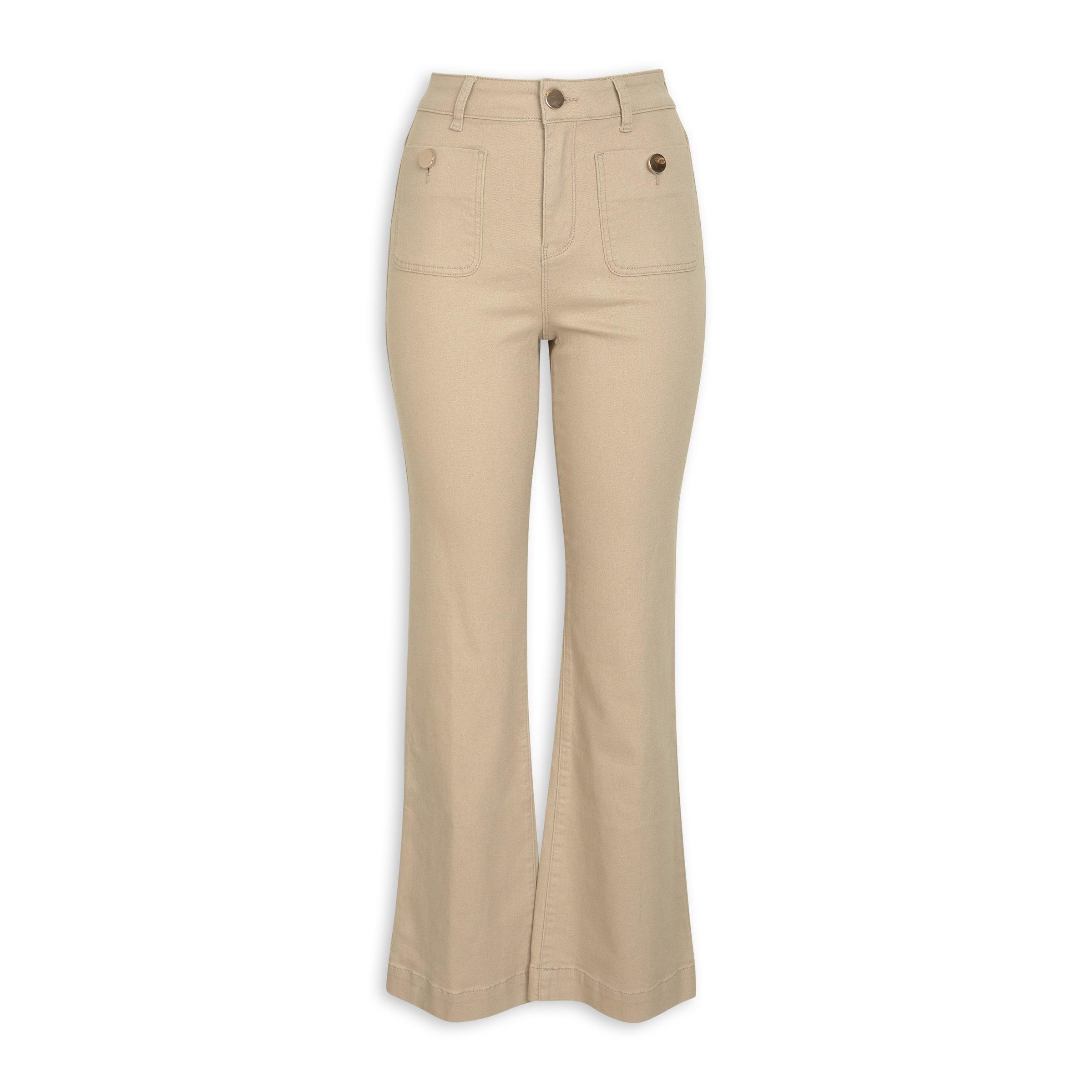 Beige Flared Ankle Grazer Pants (3199715) | Identity